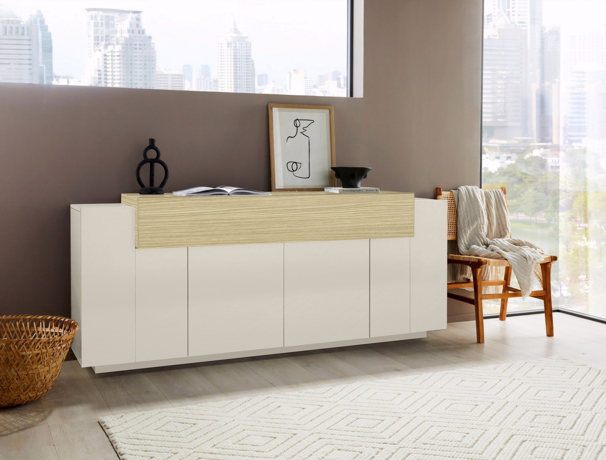 Home affaire Sideboard "Coro, Kommode, Schrank, Kredenz, grifflos mit Einle günstig online kaufen