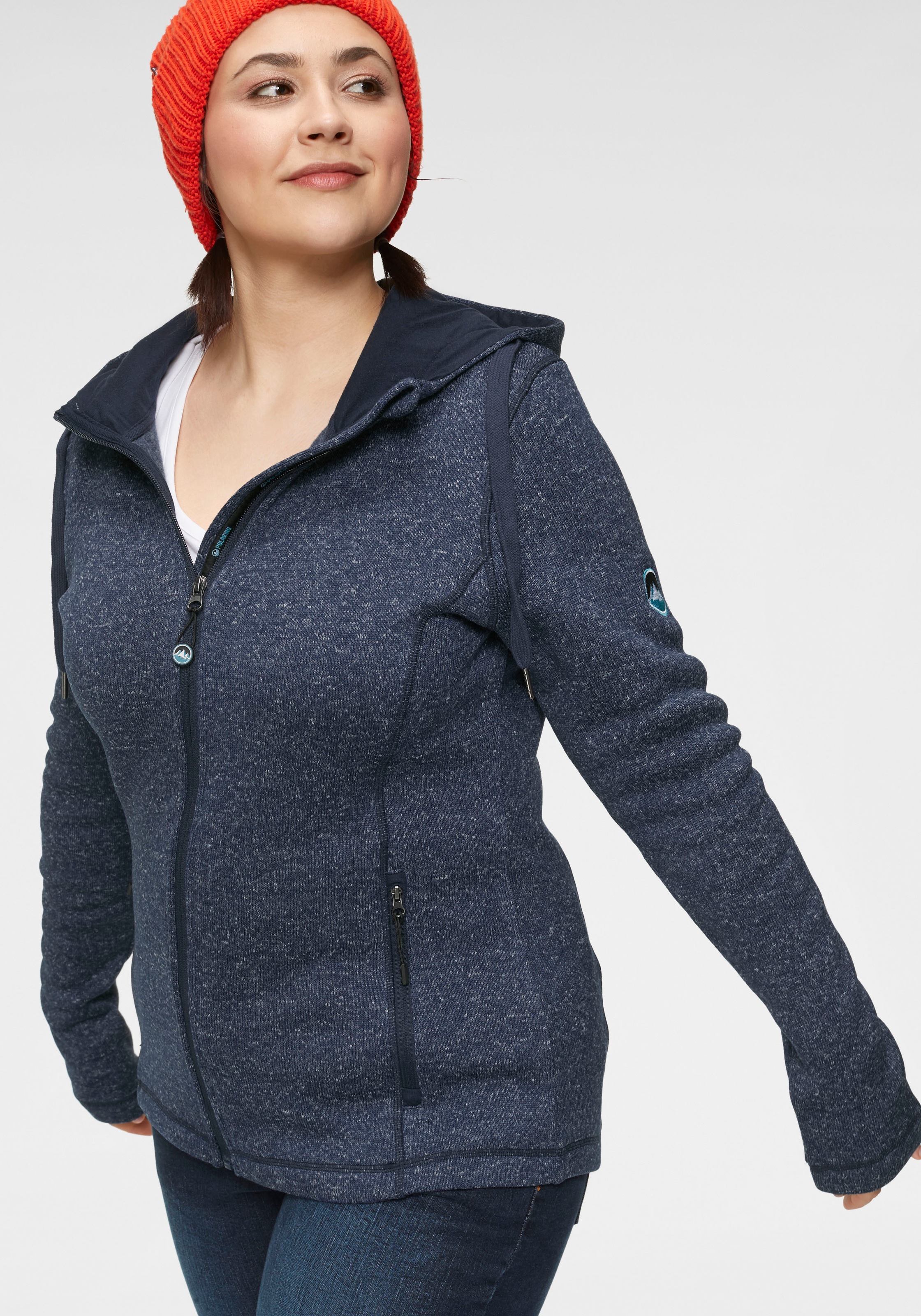 Polarino Strickfleecejacke, mit Kapuze, mit gefütterter Kapuze kaufen