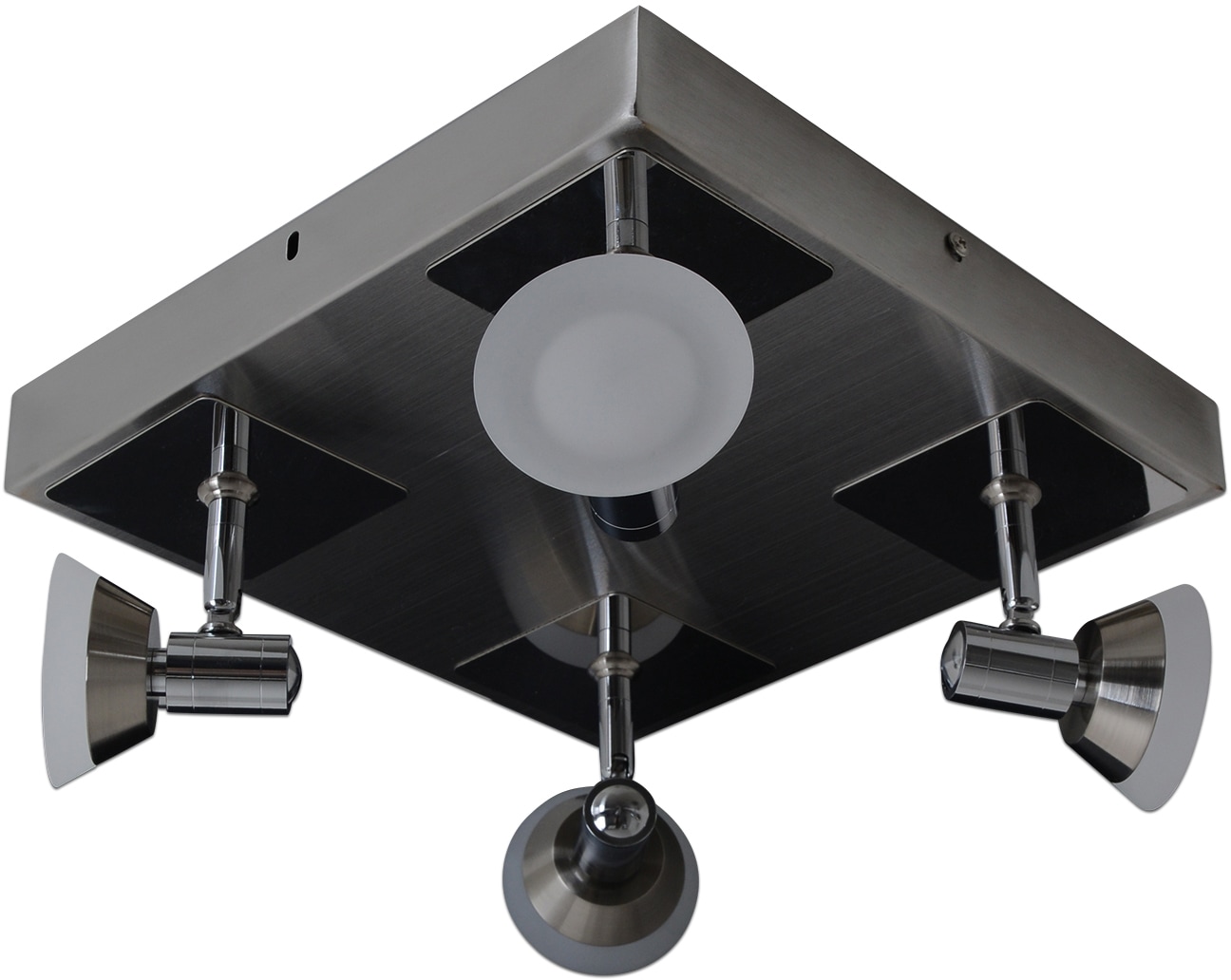 "NÄVE LED Deckenleuchte ""Jericho"", grau (chromfarben), 4, H: 13,3cm, 1 Stk., Leuchten, incl. Leuchtmittel 4x LED 20W, Metall/Glas, chrom, LED