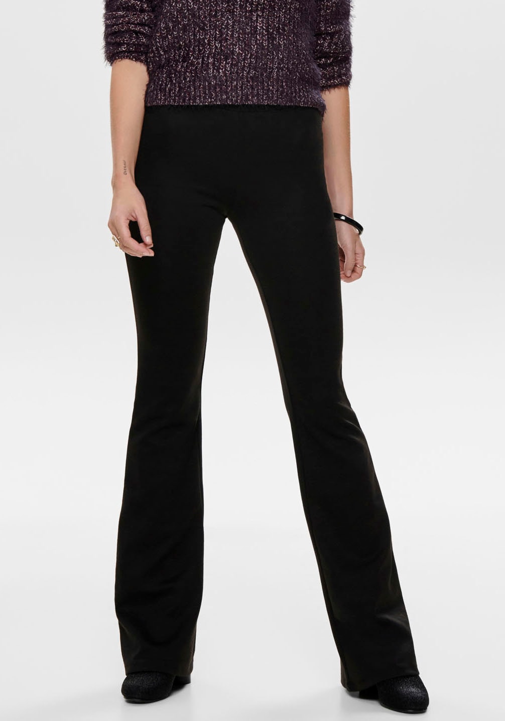 ONLY Jerseyhose "ONLFEVER – Jerseyhose mit Stretch und ausgestelltem Bein", günstig online kaufen