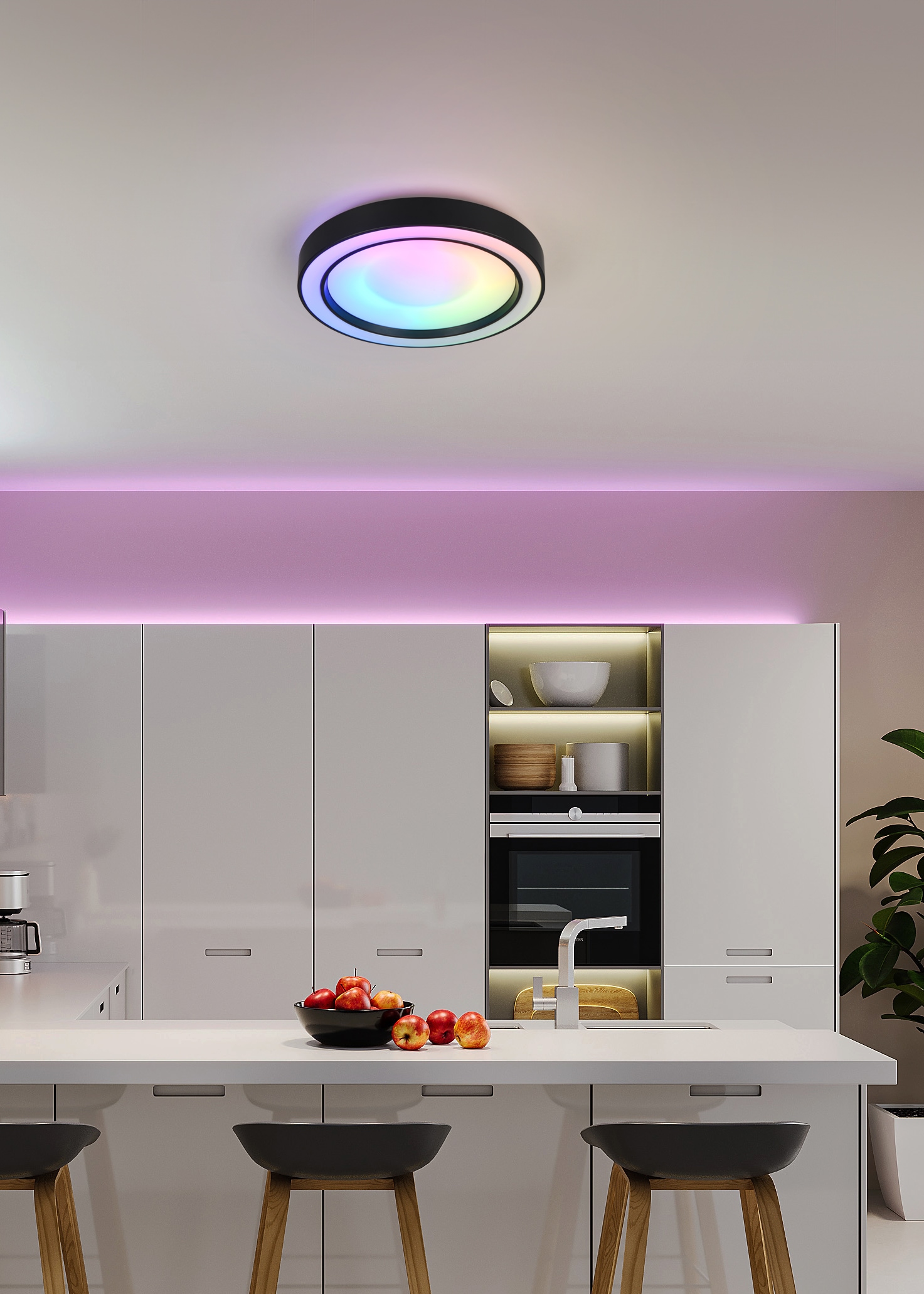 REALITY Leuchten LED Deckenleuchte »ARCO, LED Deckenlampe mit RGB Farbwechsel 22W 2500 Lumen 2700-6000K« LED-Board 1 Stk. Farbwechsler | RGB CCT dimmbar Fernbedienung Ø 40cm Deckenlampe Kinderzimmer Schlafzimmer