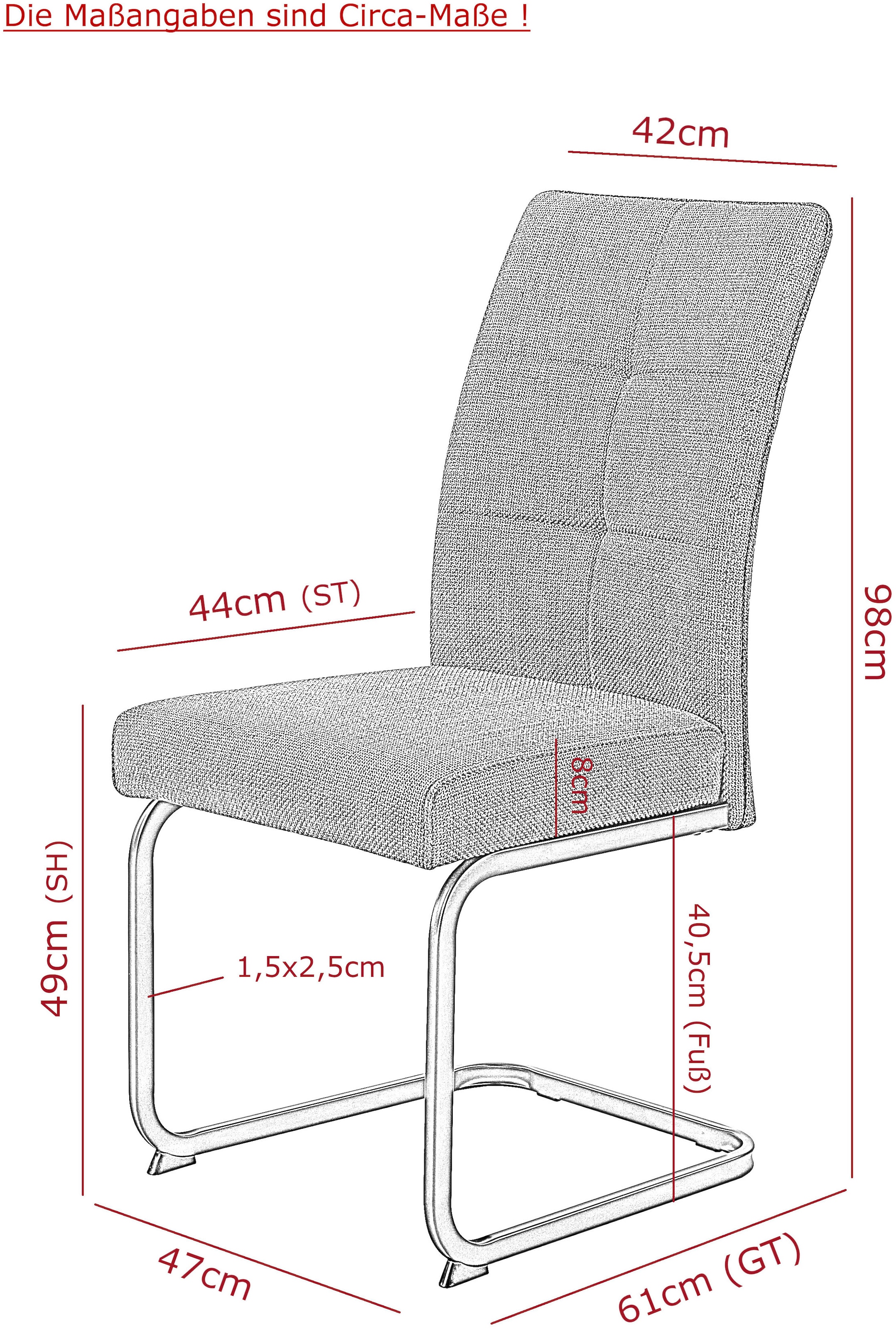 HELA Freischwinger »MALTA« (Set) 4 Stk.verschiedene Bezüge, Gestell Hochkant, Steppnähte
