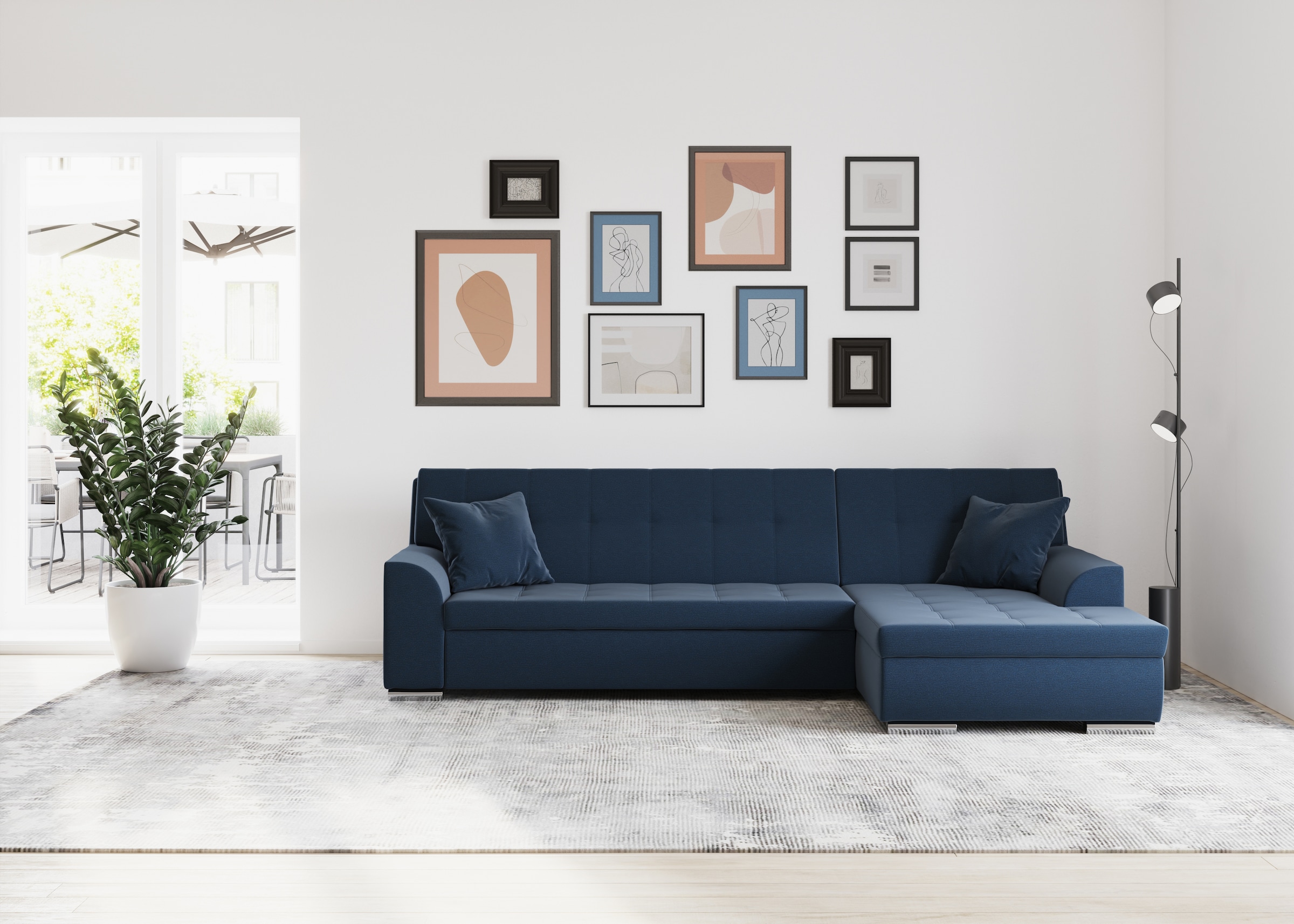 DOMO collection Ecksofa "TREVISO viele Bezüge, auch in Cord, L-Form, 267x178 cm" mit Bettfunktion, inkl. Zierkissen, Unser Dauertiefpreis