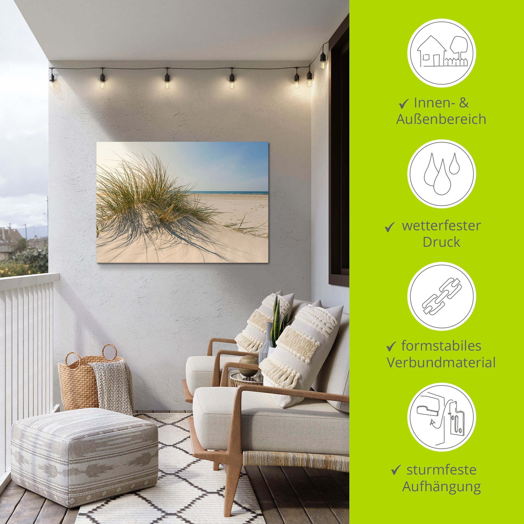 Artland Wandbild »Strandgras«, Küste, (1 St.), als Alubild, Outdoorbild, Leinwandbild, Poster, Wandaufkleber