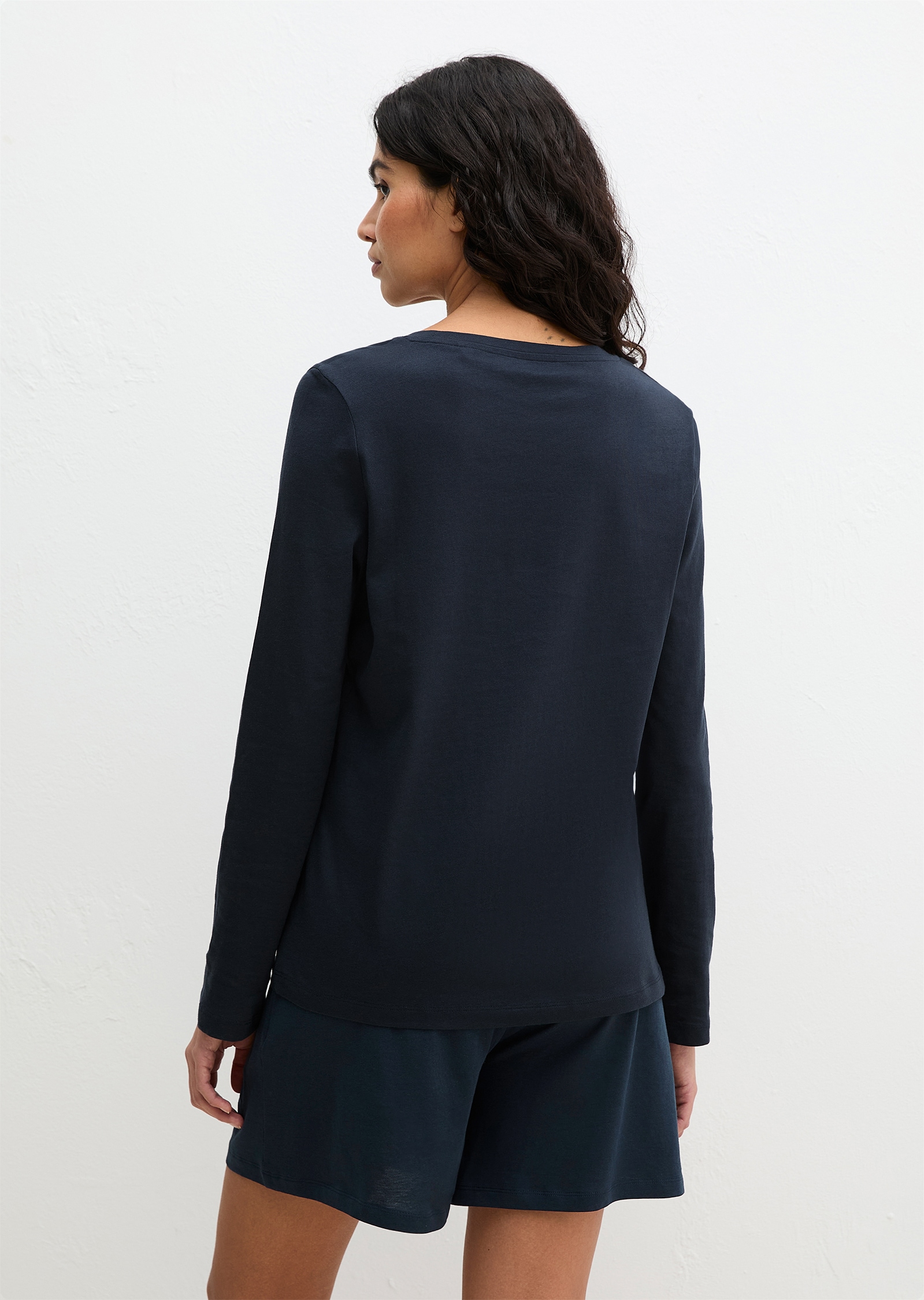 Marc O'Polo Pyjamaoberteil »Mix N Match Cotton Top LS« mit Rundhalsausschnitt und langen Ärmeln