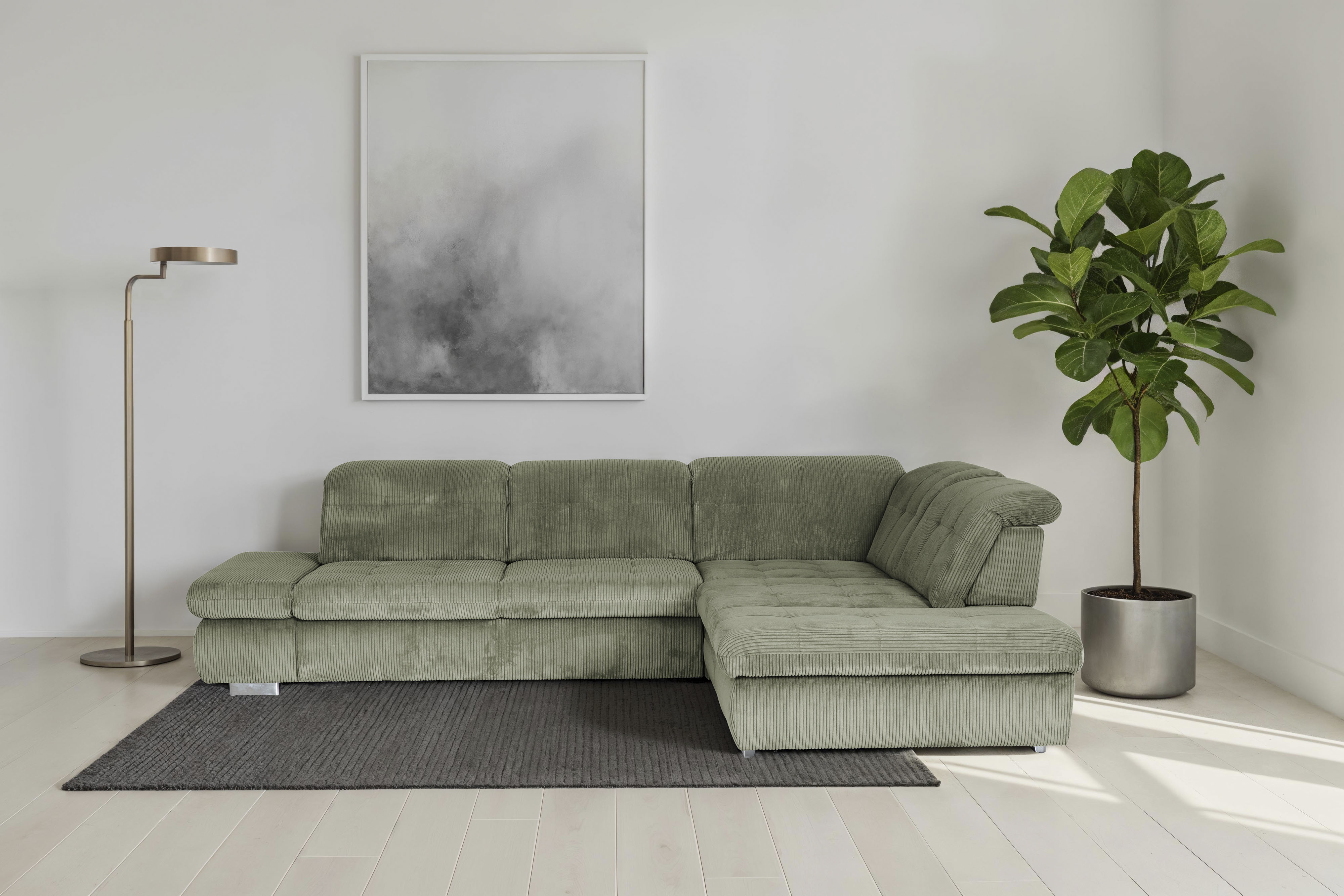 Die PlanBar Ecksofa "MP-IN17004 L-Form, Breite 323 cm, mit Federkern-Polsterung" inkl. Sitztiefenverstellung, wahlweise weitere Funktionen