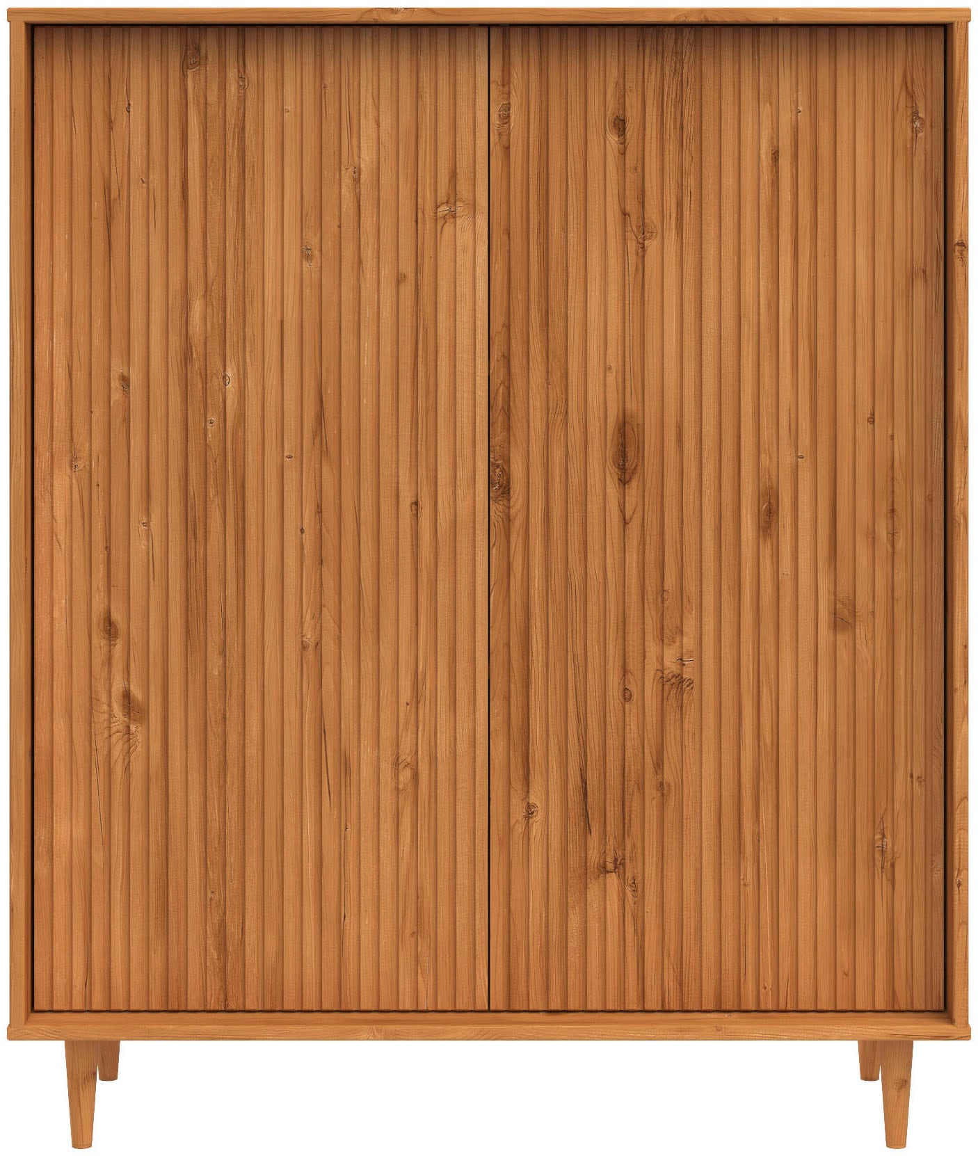 INOSIGN Highboard »Malmedy Front mit gefrästen Rillen«, Kommode Midischrank aus massivem Kiefernholz, Push-to-open, B 100 cm