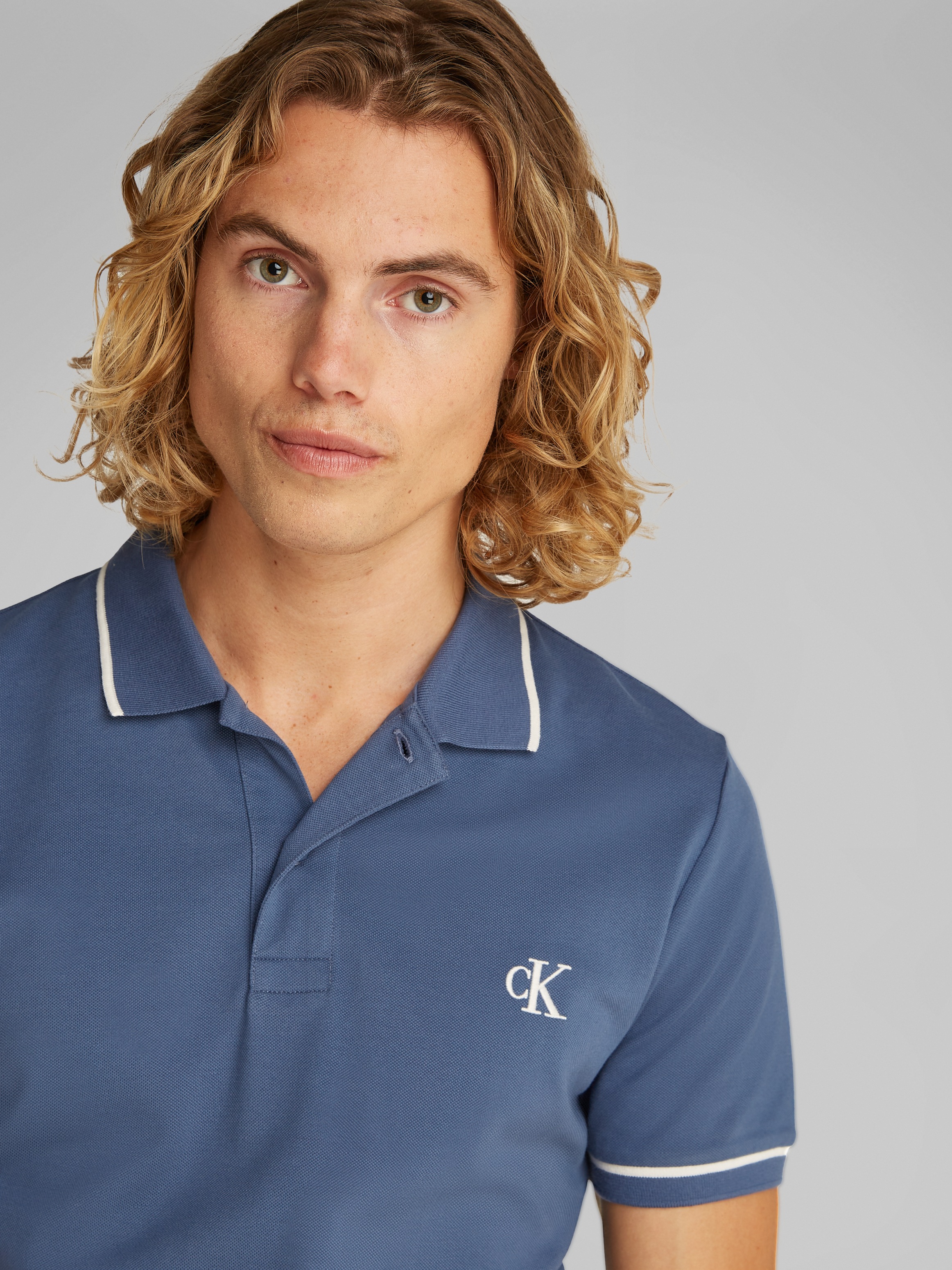 Calvin Klein Jeans Poloshirt "TIPPING SLIM POLO", mit Streifendetail am Kra günstig online kaufen