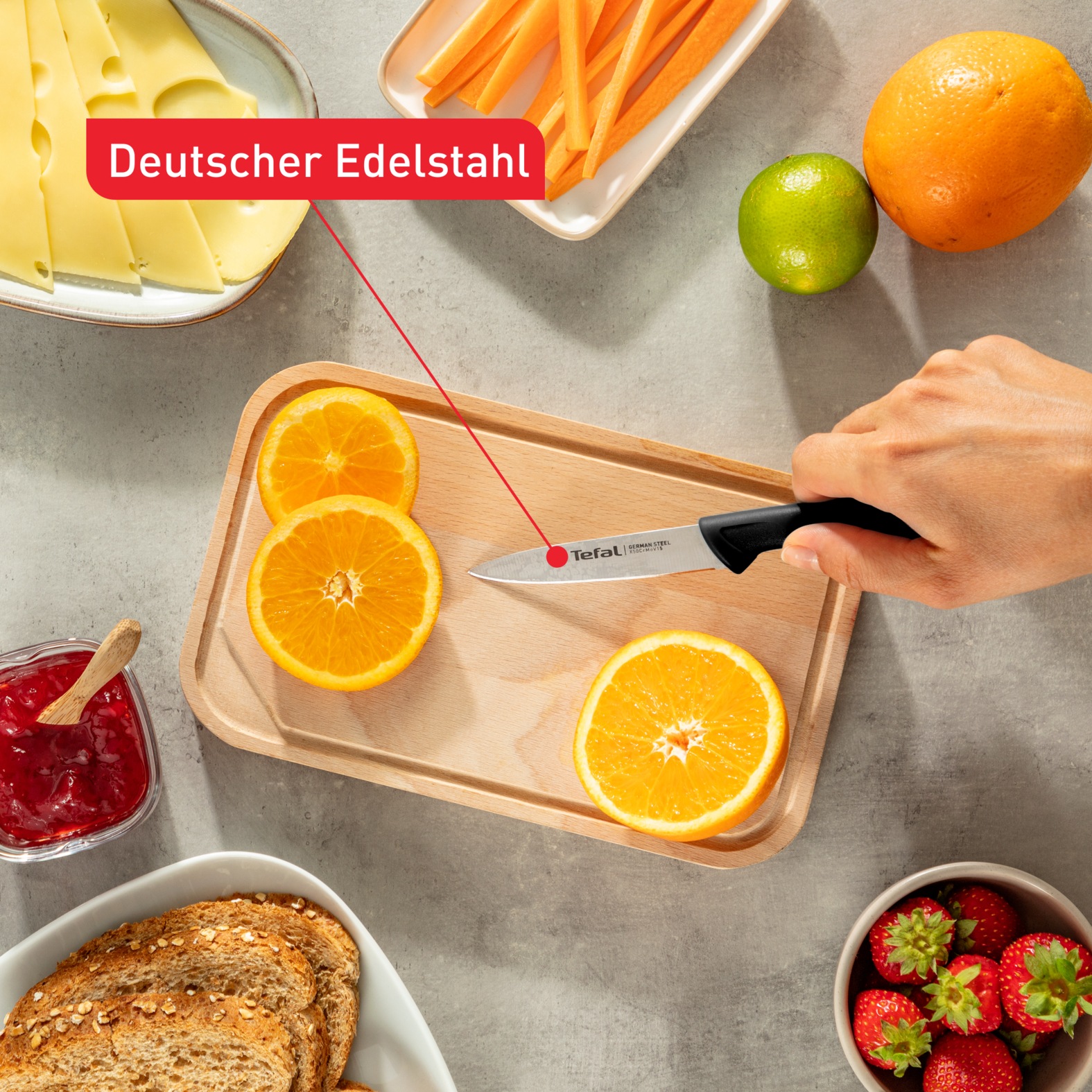 Tefal Messer-Set »Colorfood für alle täglichen Vorbereitungen« deutscher Edelstahl, rostfrei, leicht strukturierte Griffe, K2733S