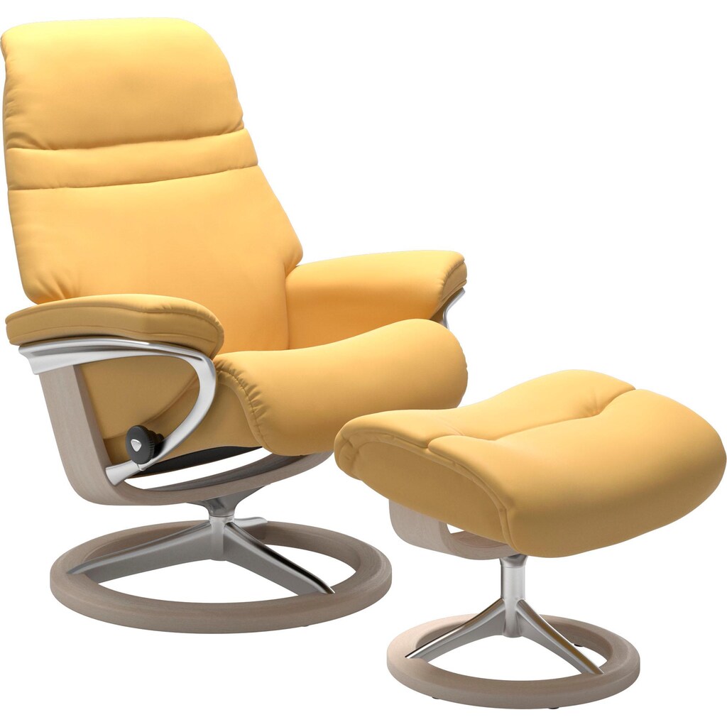 Stressless® Relaxsessel »Sunrise«, (Set, Relaxsessel mit Hocker), mit Signature Base, Größe L, Gestell Whitewash