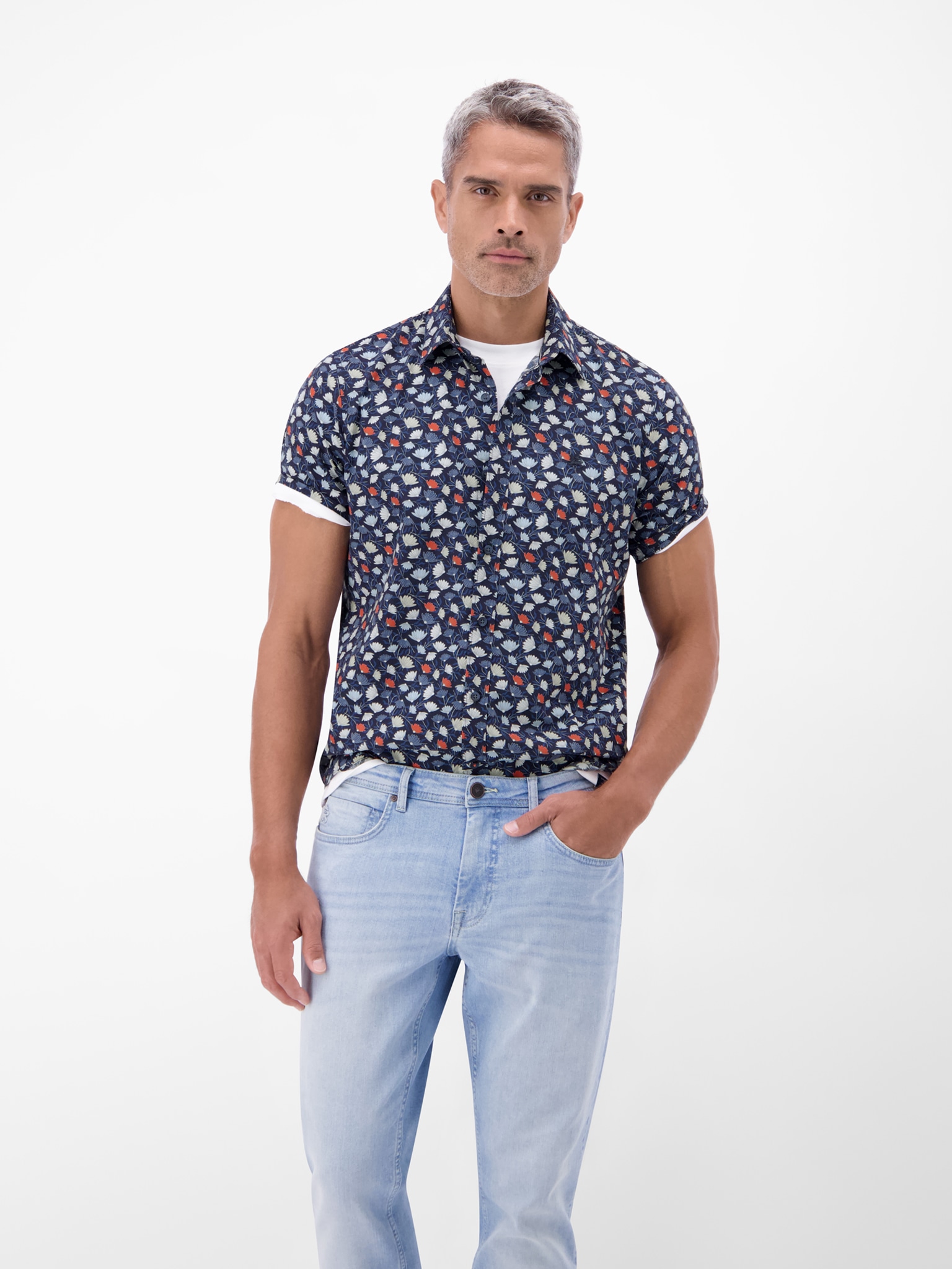 Lerros Kurzarmhemd Mit Allover-Minimal-Print