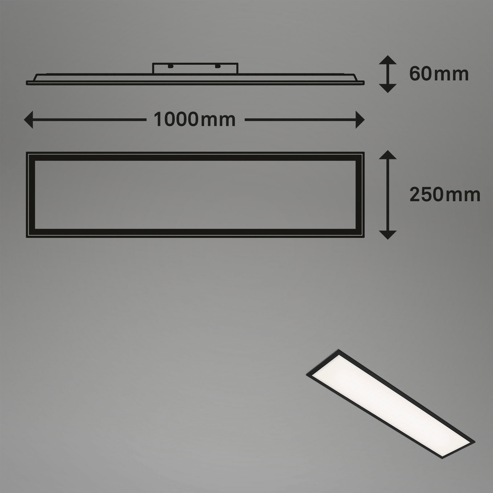 Briloner Leuchten LED Panel »7067015 Simple«, Leuchtmittel LED-Board | LED fest integriert, Deckenlampe, 100x25x6cm, Schwarz, 22W, Wohnzimmer, Schlafzimmer, Flur