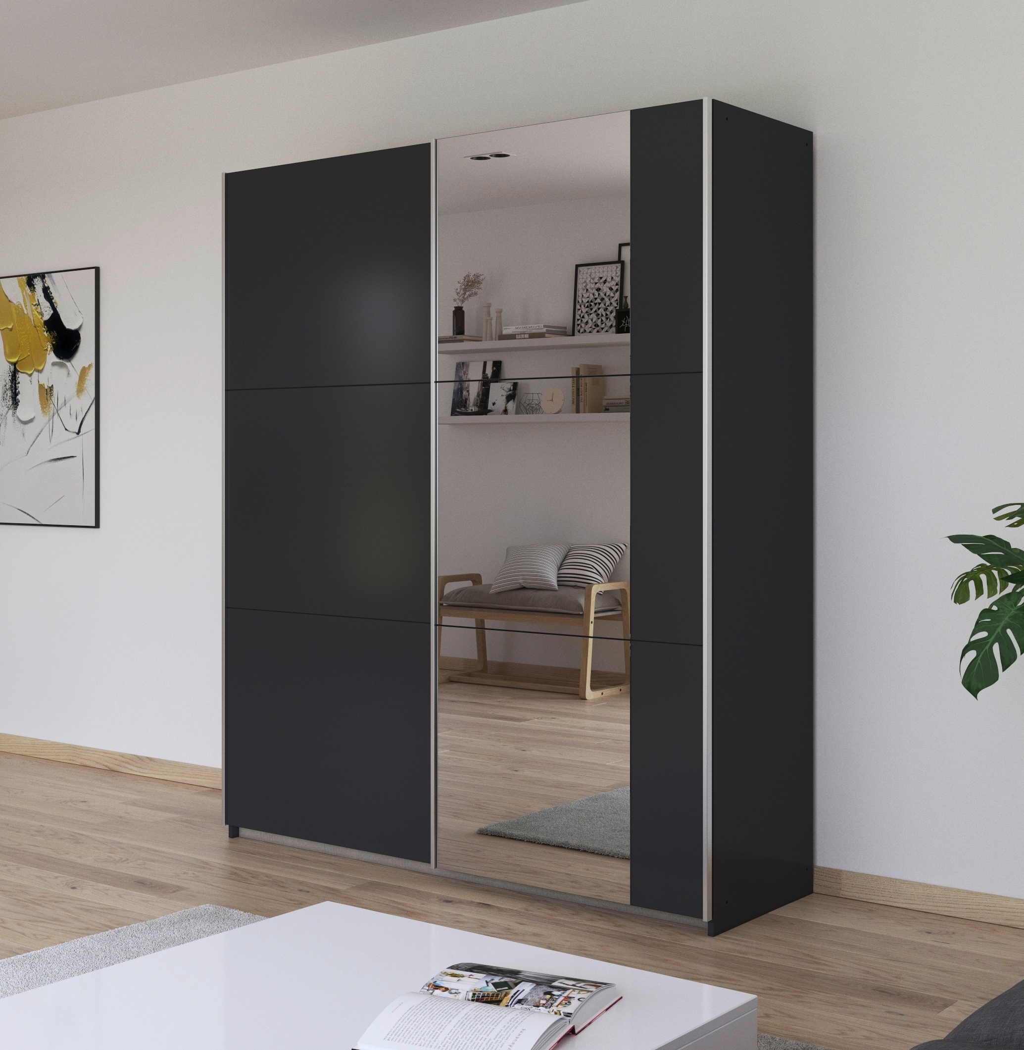 rauch Schwebetürenschrank »Kleiderschrank Garderobe TOPSELLER AURELIO mit 3 Ausstattungsvarianten«, 3 verschiedene Ausstattungsvarianten Griffe aus Metall MADE IN GERMANY