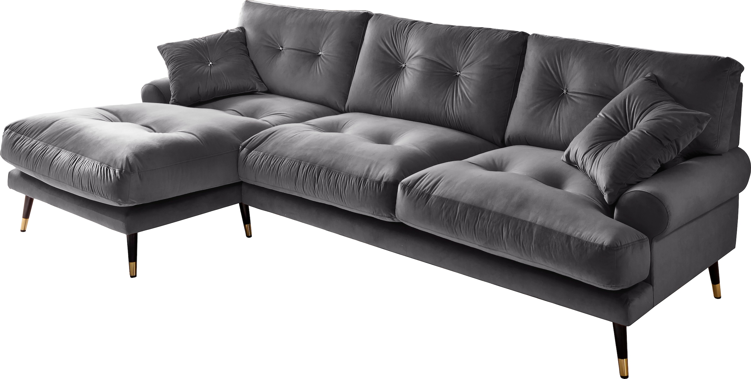Trends by HG Ecksofa »Samir L-Form«, mit Strasssteinen und goldfarben Applikationen