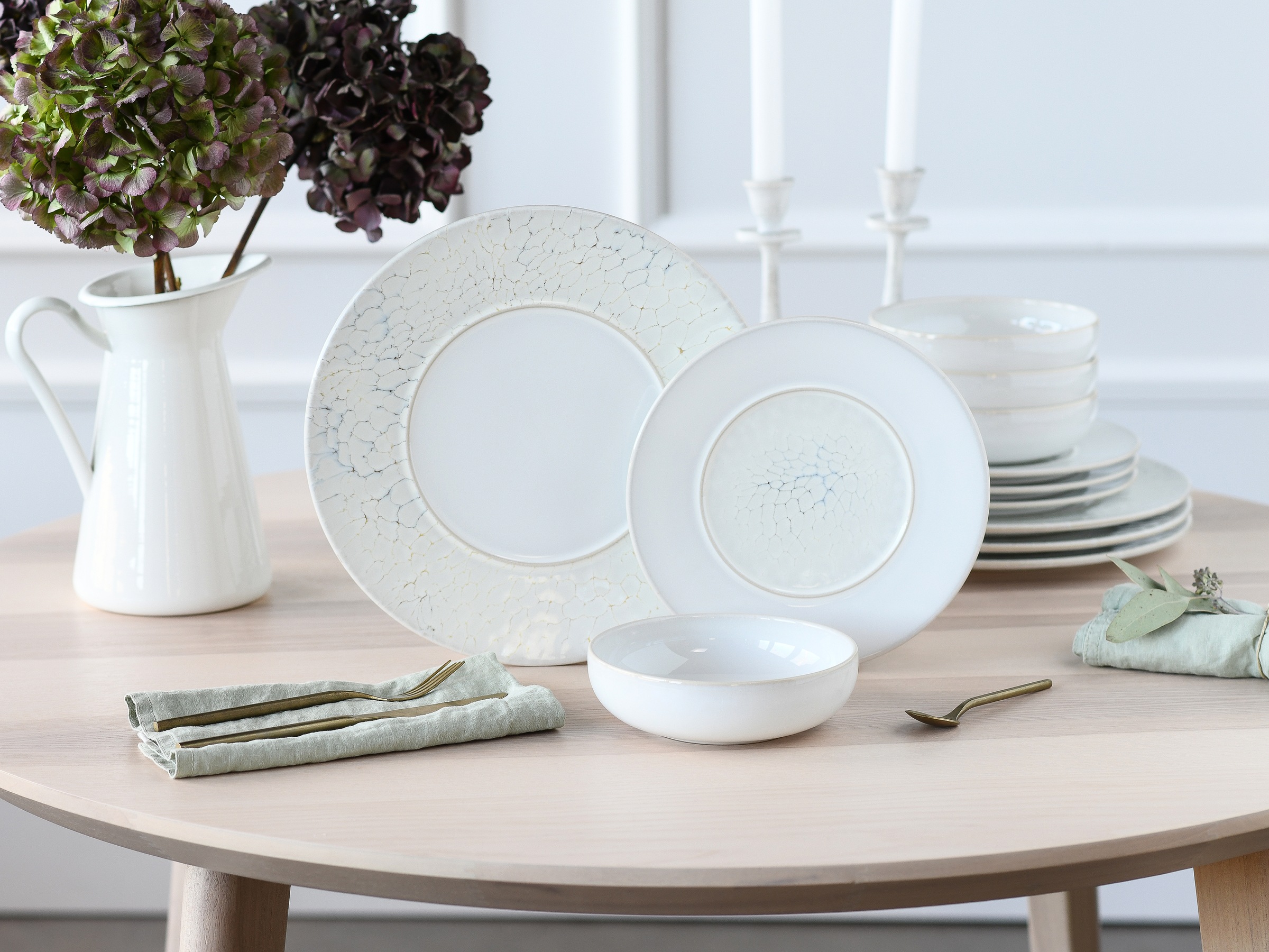 CreaTable Teller-Set »Unico, Tellerset, 12-tlg.« Eleganter Flair, Breite Fahne, Edel