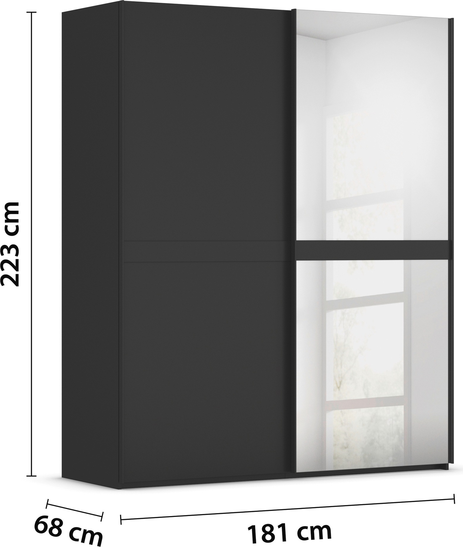 rauch Schwebetürenschrank »Kleiderschrank Schrank Garderobe Schlafzimmerschrank SCALE-LINE«, edle Optik mit Bauchbinde in Korpusfarbe mit Spiegel MADE IN GERMANY
