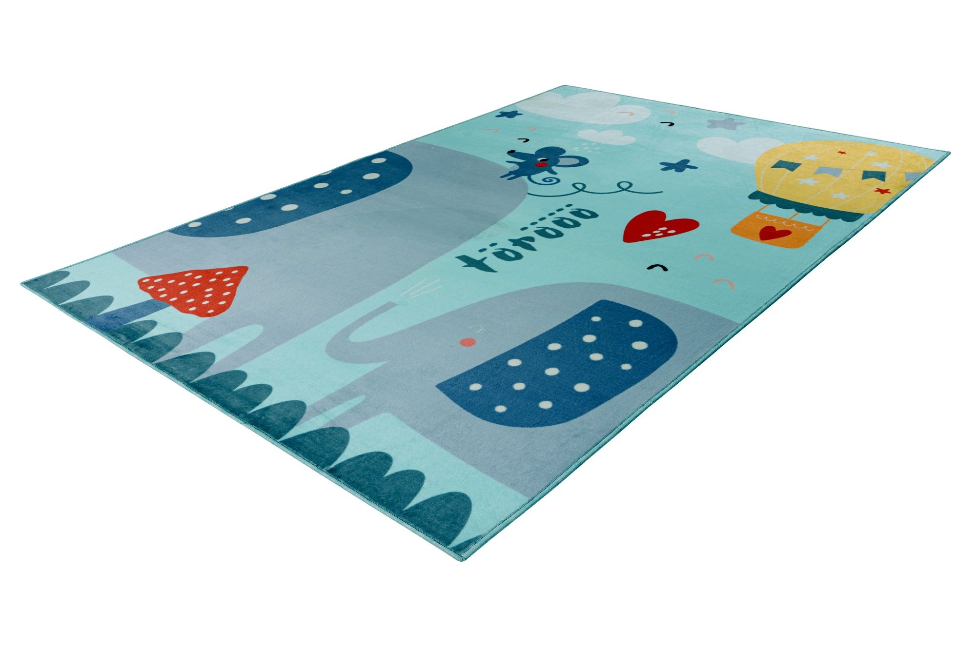 Kinderteppich KAYOOM "Wonder 130", blau, B:160cm H:8mm L:230cm, Polyester, Teppiche, Kinderteppich, Kurzflor, Vegan, Fußbodenheizungsgeeignet 2