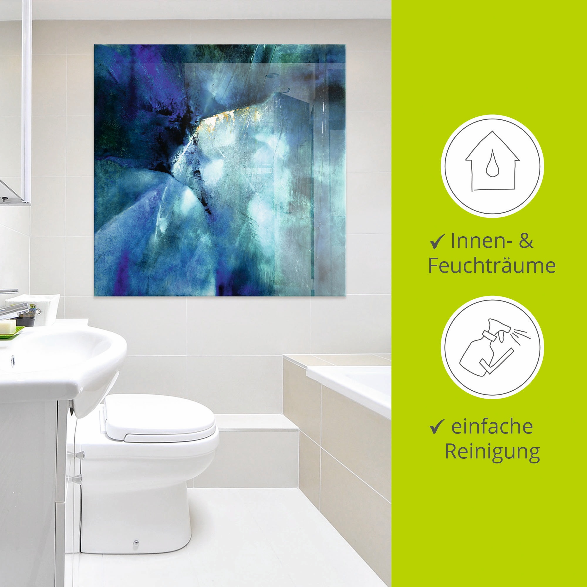 Artland Glasbild »Komposition in blau«, Gegenstandslos, (1 St.), in verschiedenen Größen
