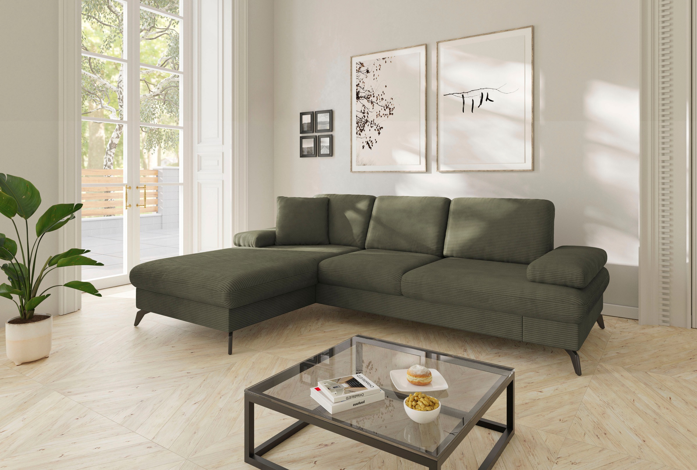 sit&more Ecksofa "Morris Jubi L-Form, B: 247 cm" mit Armteilfunktion & 1 Zierkissen, optional Schlaffunktion