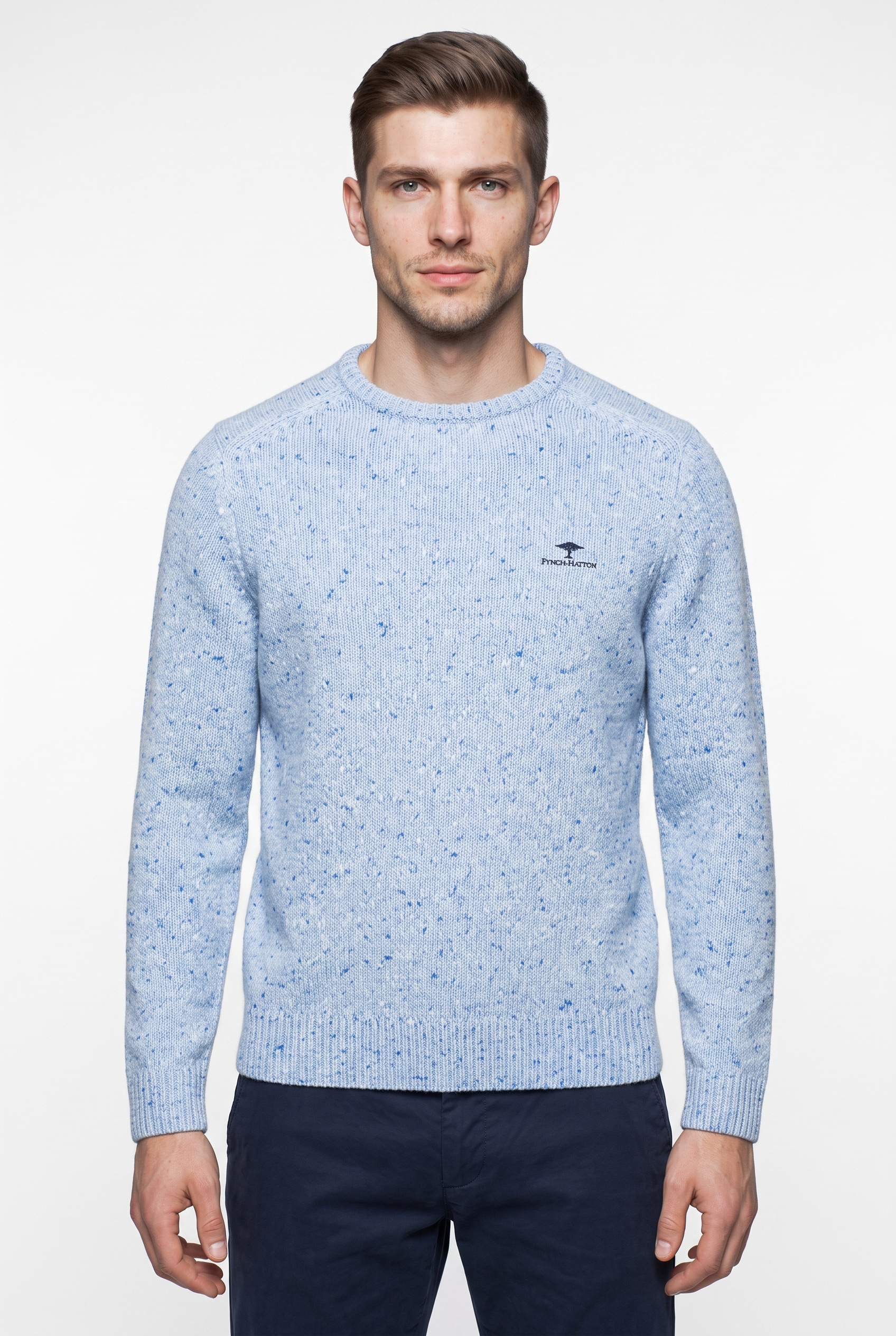 FYNCH-HATTON Strickpullover meliert, mit Rundhals