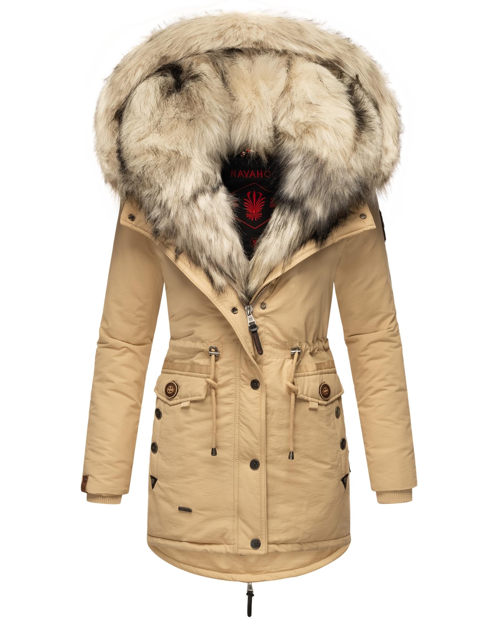 Navahoo Wintermantel "Sweety", abgefahrener Winterparka m. 2 Kunstpelz-Kapuzen