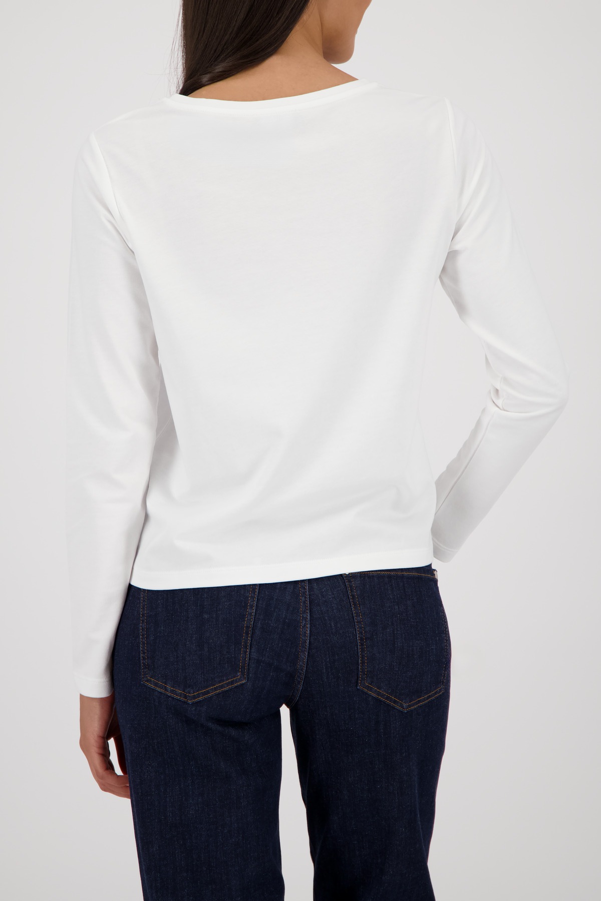 Thumbnail - Monari Langarmshirt "Shirt Emblem + Schmuck" Rundhalsausschnitt, Regular Fit, mit Strasssteinen