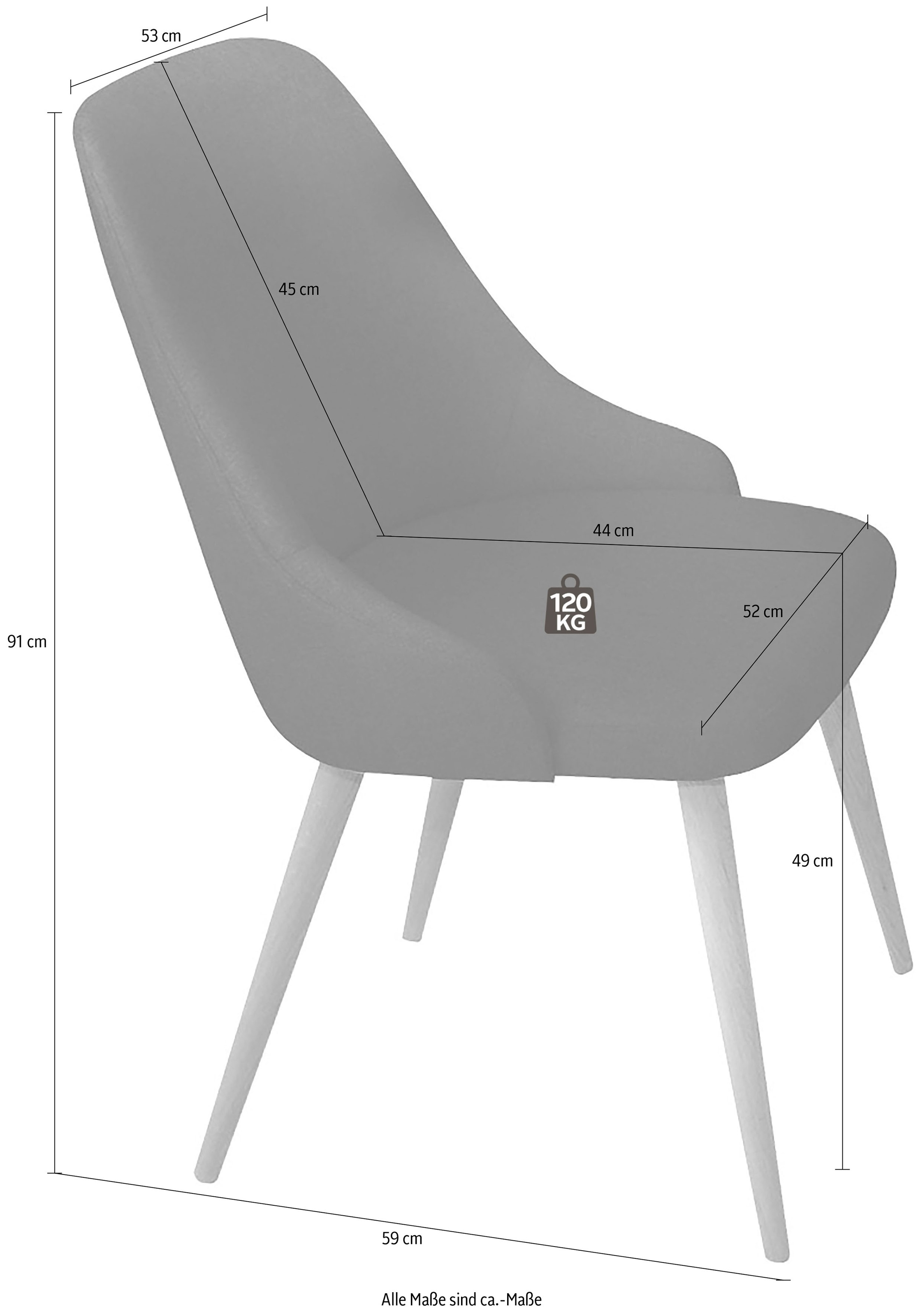 Home affaire Polsterstuhl "Luz", (Set), 2 St., Microfaser, aus massiver Eic günstig online kaufen