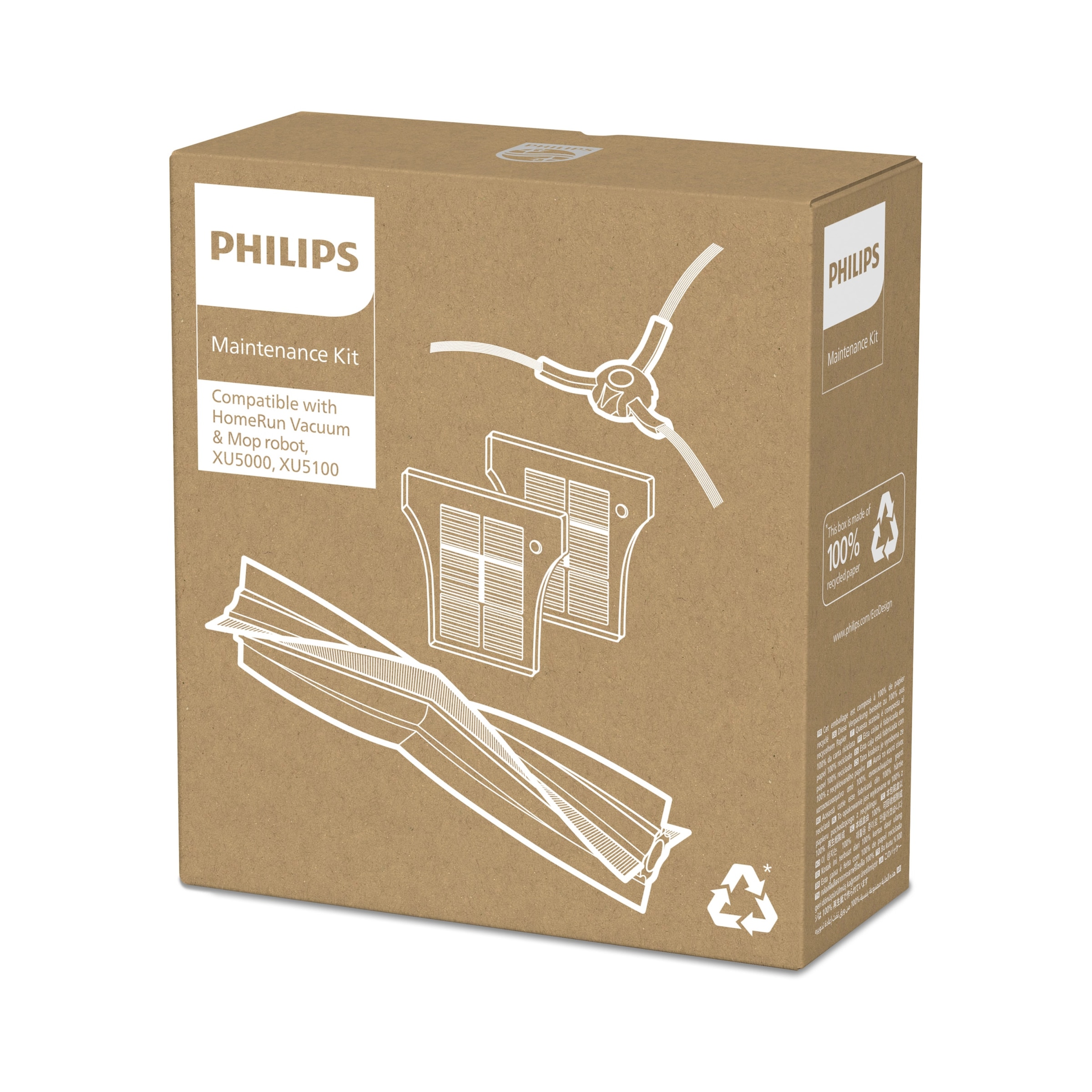 Philips Saugroboter Zubehör-Set »XV1453/10 für HomeRun Saug- & Wischroboter 5000 Series«, (Set, 3 tlg.), Original-Ersatzset für gründliche Reinigungsergebnisse