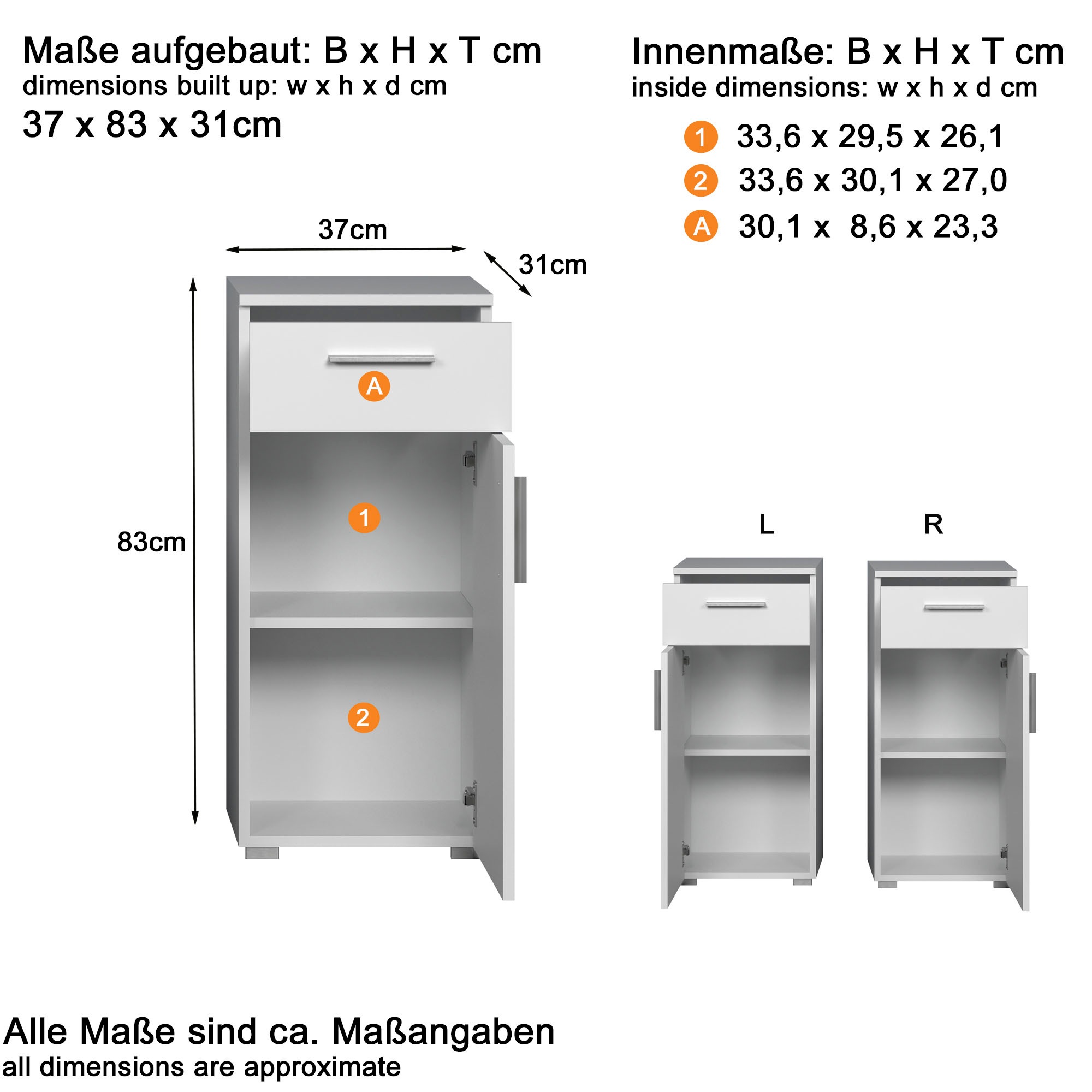 welltime Badezimmer-Set »Prag«, Spiegelschrank (Set, BAUR Unterschrank, St.), | bestellen Waschbeckenunterschrank & Hochschrank, 4