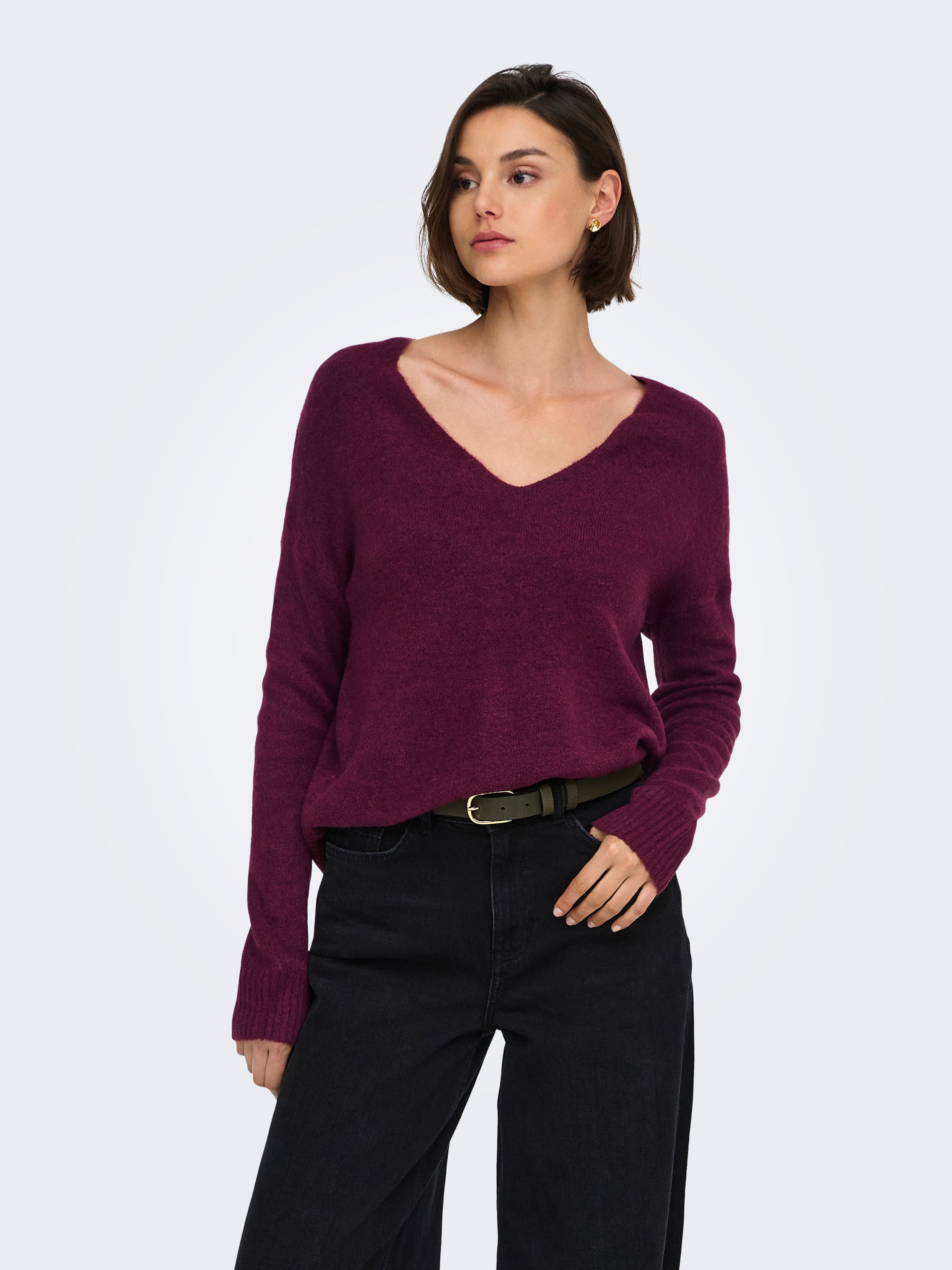 Jdy V-Ausschnitt-Pullover "Jdyelanora L/S V-Neck Pullo. Knt Noos" Mit Leicht überschnittenen Schultern
