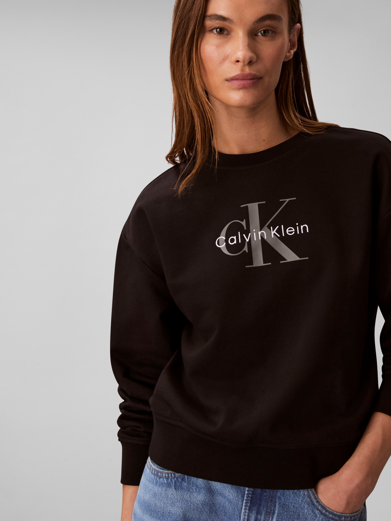 Calvin Klein Jeans Sweatshirt »LS MNLG FRNCH TRRY R«, Mit Rundhalsausschnitt