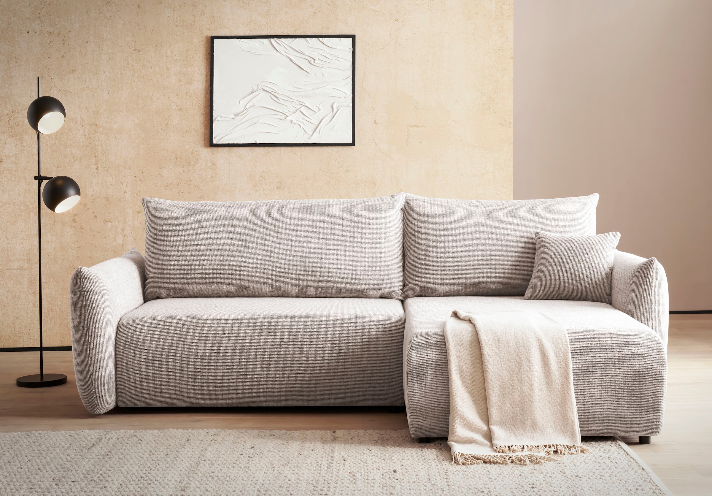 Home affaire Ecksofa "MAVAS Schlafsofa mit Bettkasten, L-Form," ca.257/127c günstig online kaufen