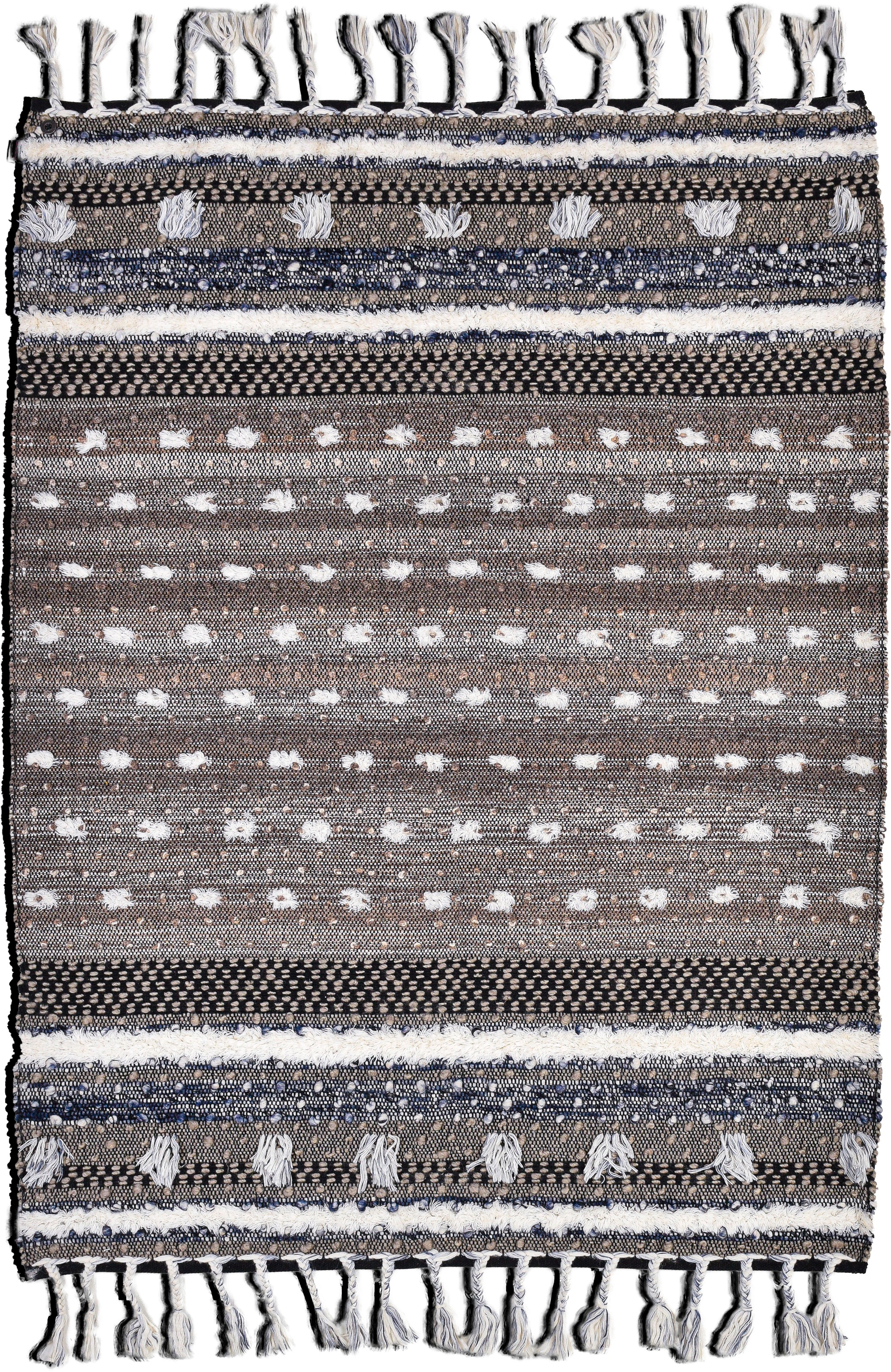 TOM TAILOR HOME Wollteppich »Vintage Funky Nature«, rechteckig, 5 mm Höhe, reine Wolle, handgewebt, mit Fransen