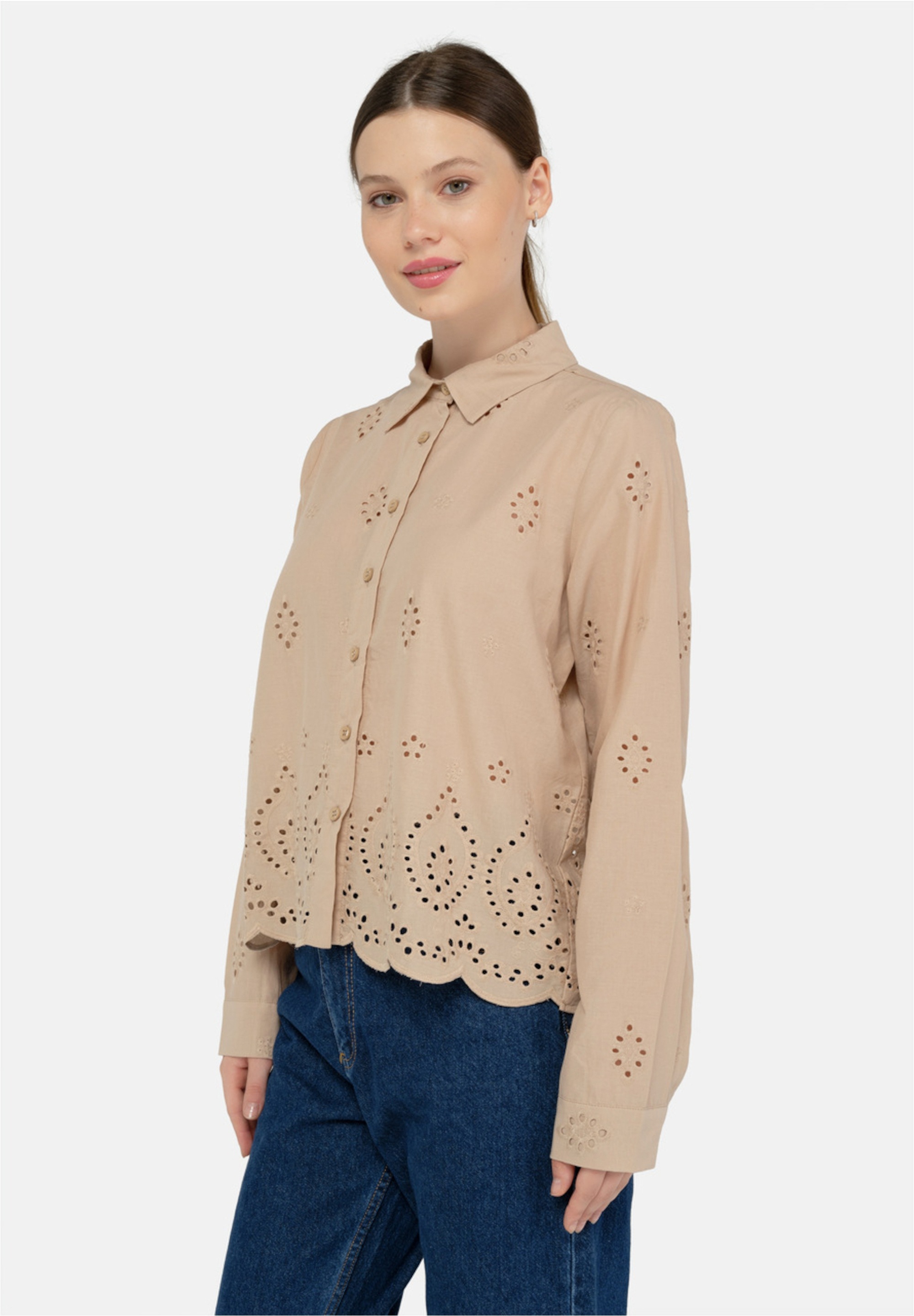 freshlions Klassische Bluse »Kate«, mit luftigem Lochmuster