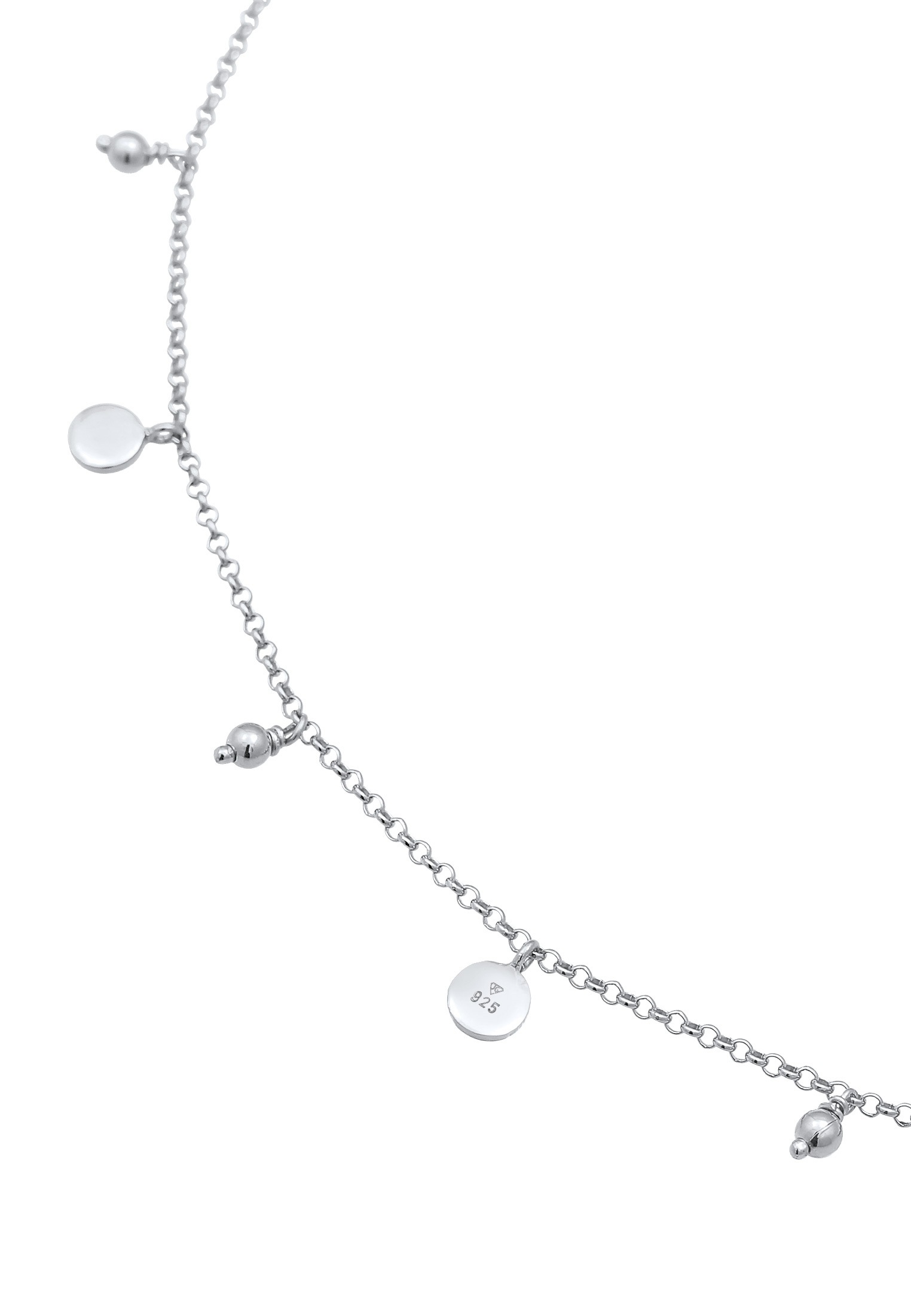 Elli Fußkette »Fußschmuck Plättchen Kugel Boho Style 925 Silber«