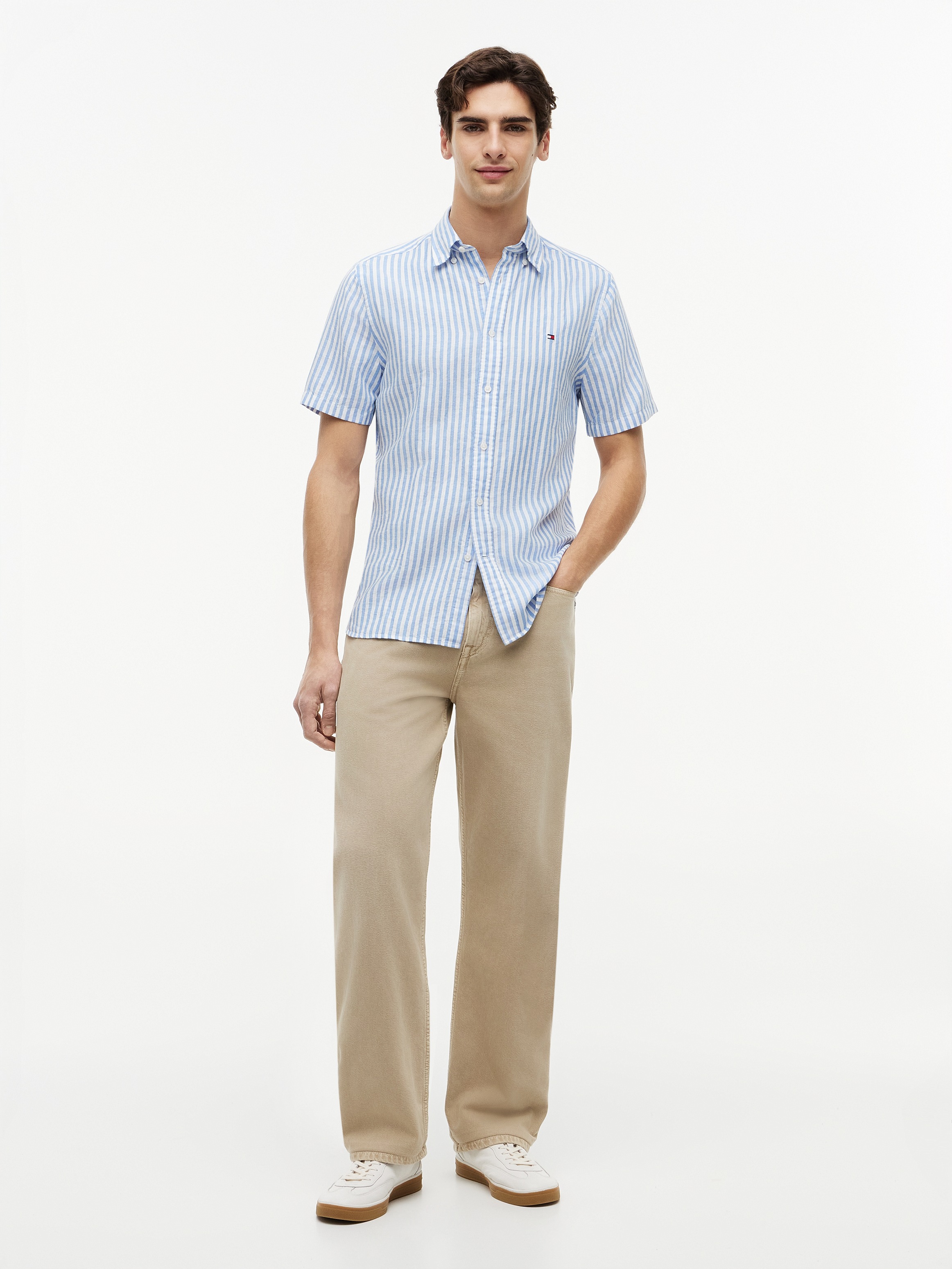 Tommy Hilfiger Kurzarmhemd »LINEN BLEND BENGAL STP SS RF SHT« Regular Fit  aus Leinenmix mit Bengalstreifen