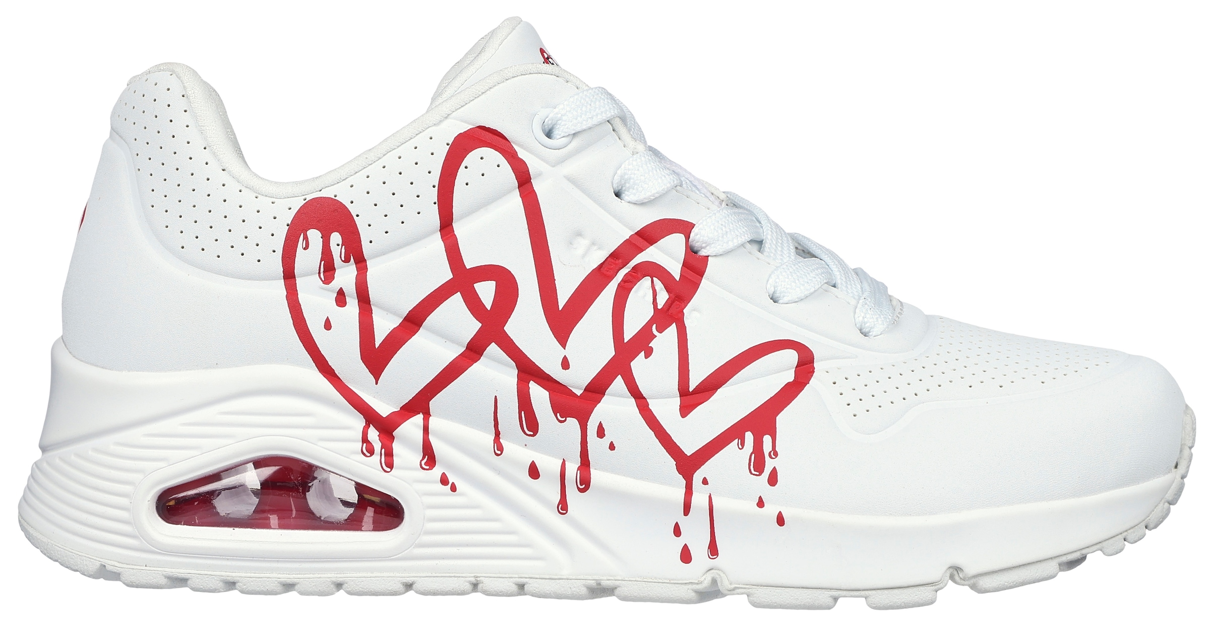 Skechers Sneaker »UNO DRIPPING IN LOVE«, mit Herzen-Graffity-Print, Freizeitschuh, Halbschuh, Schnürschuh