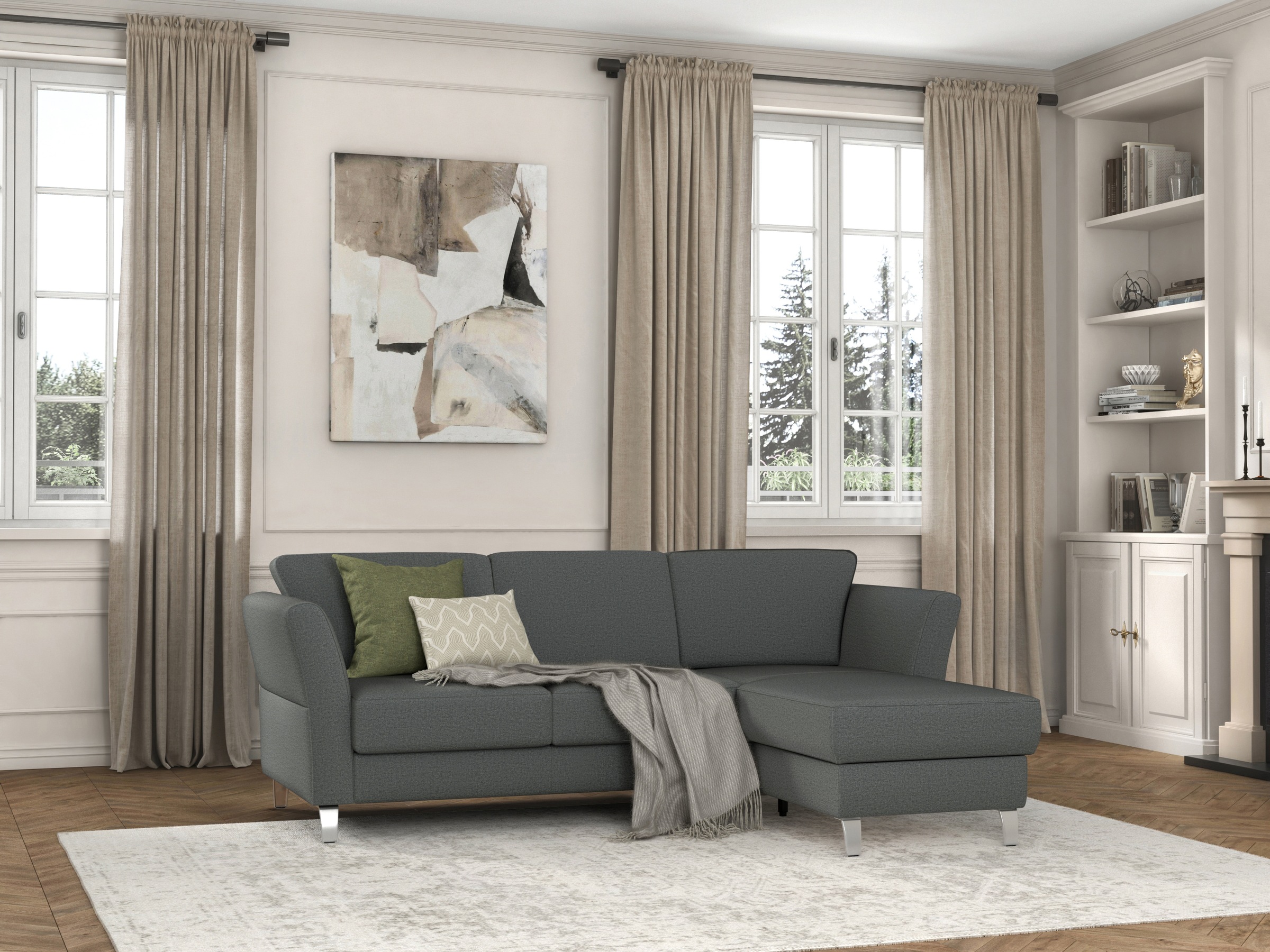 sit&more Ecksofa »Visby L-Form«, wahlweise mit Bettfunktion und Bettkasten, frei im Raum stellbar