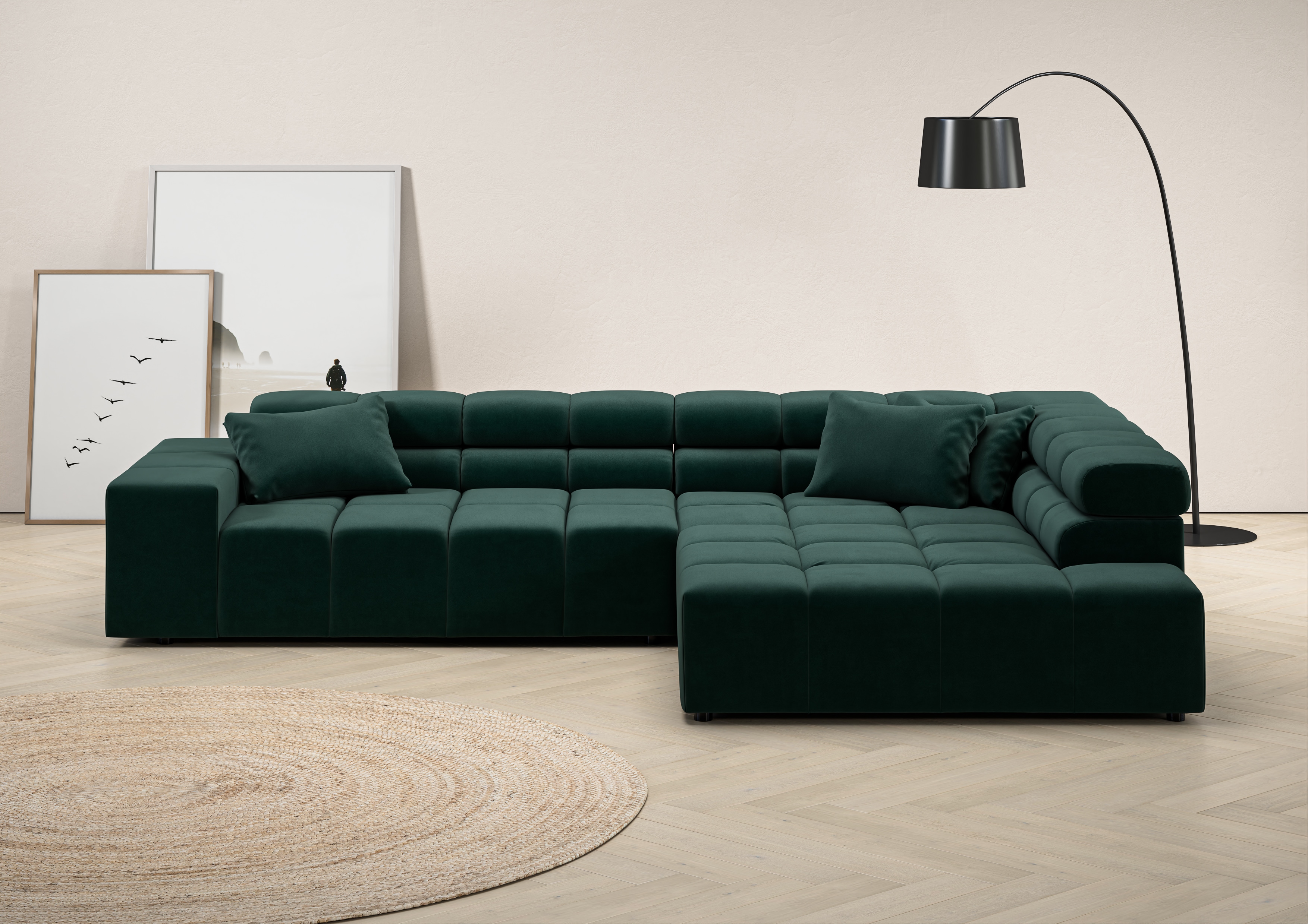 Home affaire Ecksofa "Ancona, Ecksofa, incl. Kopfteilverstellung, Breite 319 cm, L-Form" wahlweise motorische Sitztiefenverstellung, auch in Cord + Easy Care