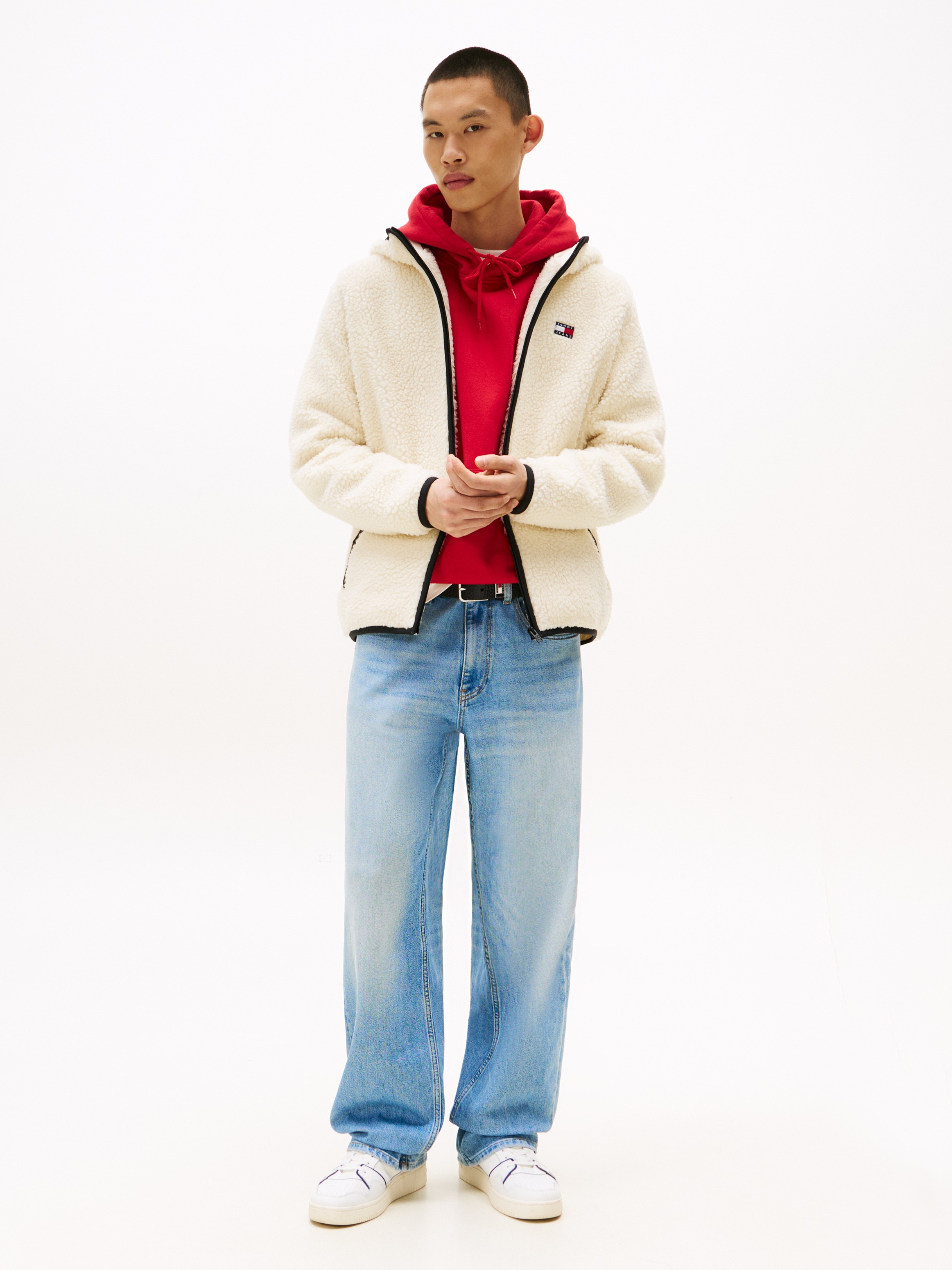 Tommy Jeans Plüschjacke "TJM REG BADGE TEDDY ZIP TRU EXT", mit Kapuze, mit günstig online kaufen
