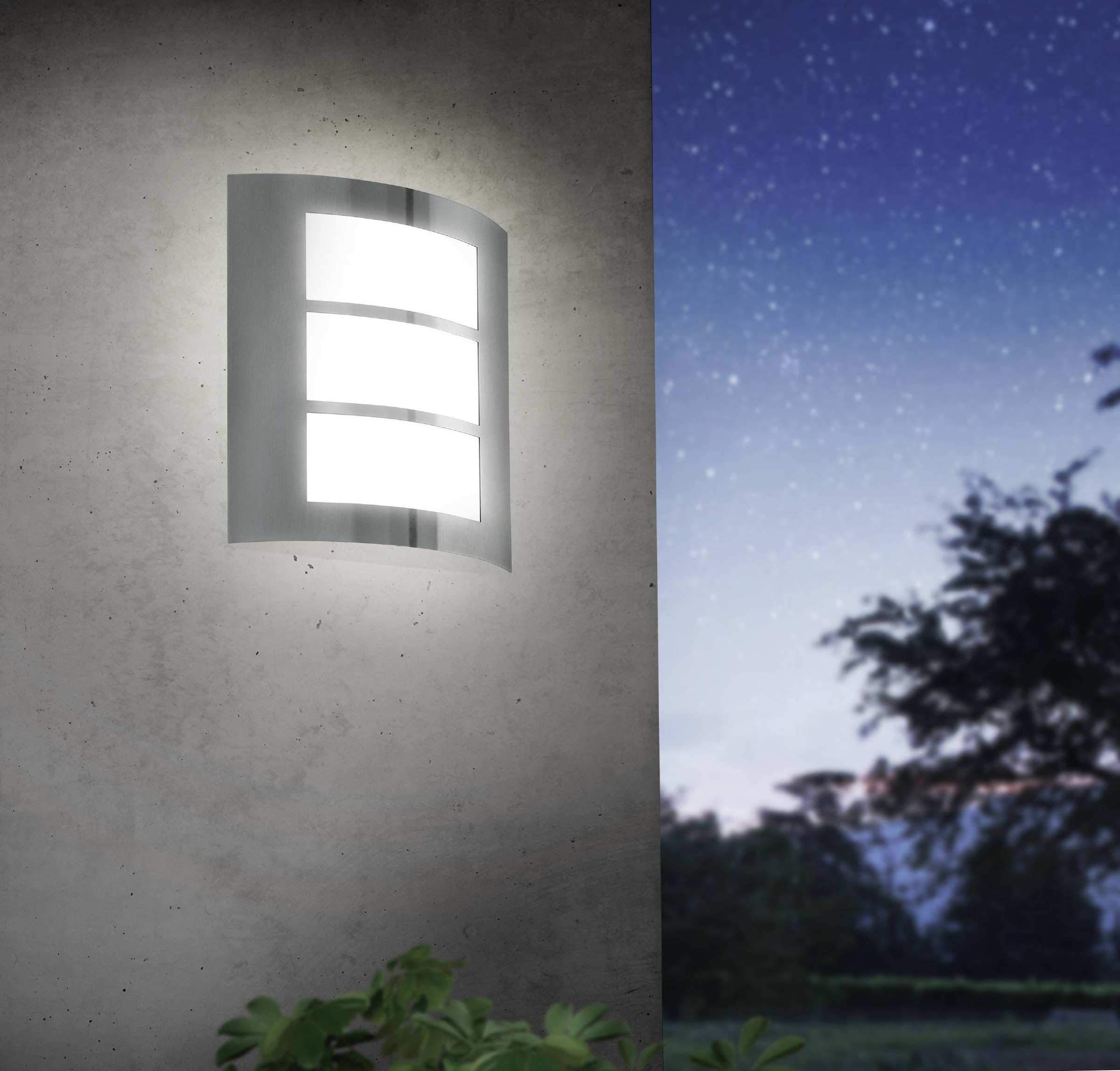 EGLO Wandleuchte »City, Wandlampe, Außenbeleuchtung, Außenlampe, silber, weiß, E27, IP44« E27 1 Stk.