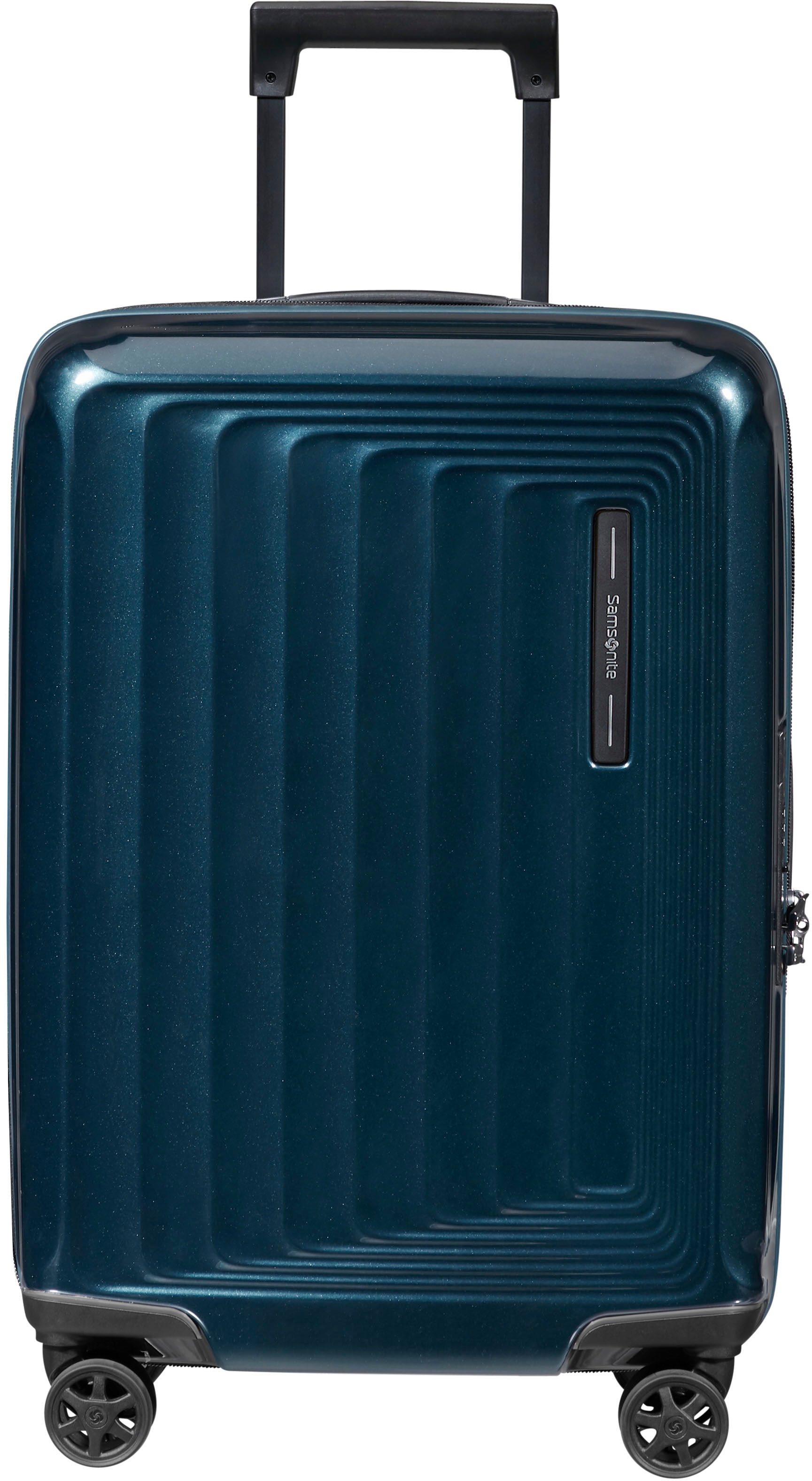 Samsonite Hartschalen-Trolley "NUON metallic dark blue, 55 cm", 4 St. Rollen, Handgepäck Reisekoffer Trolley Volumenerwe