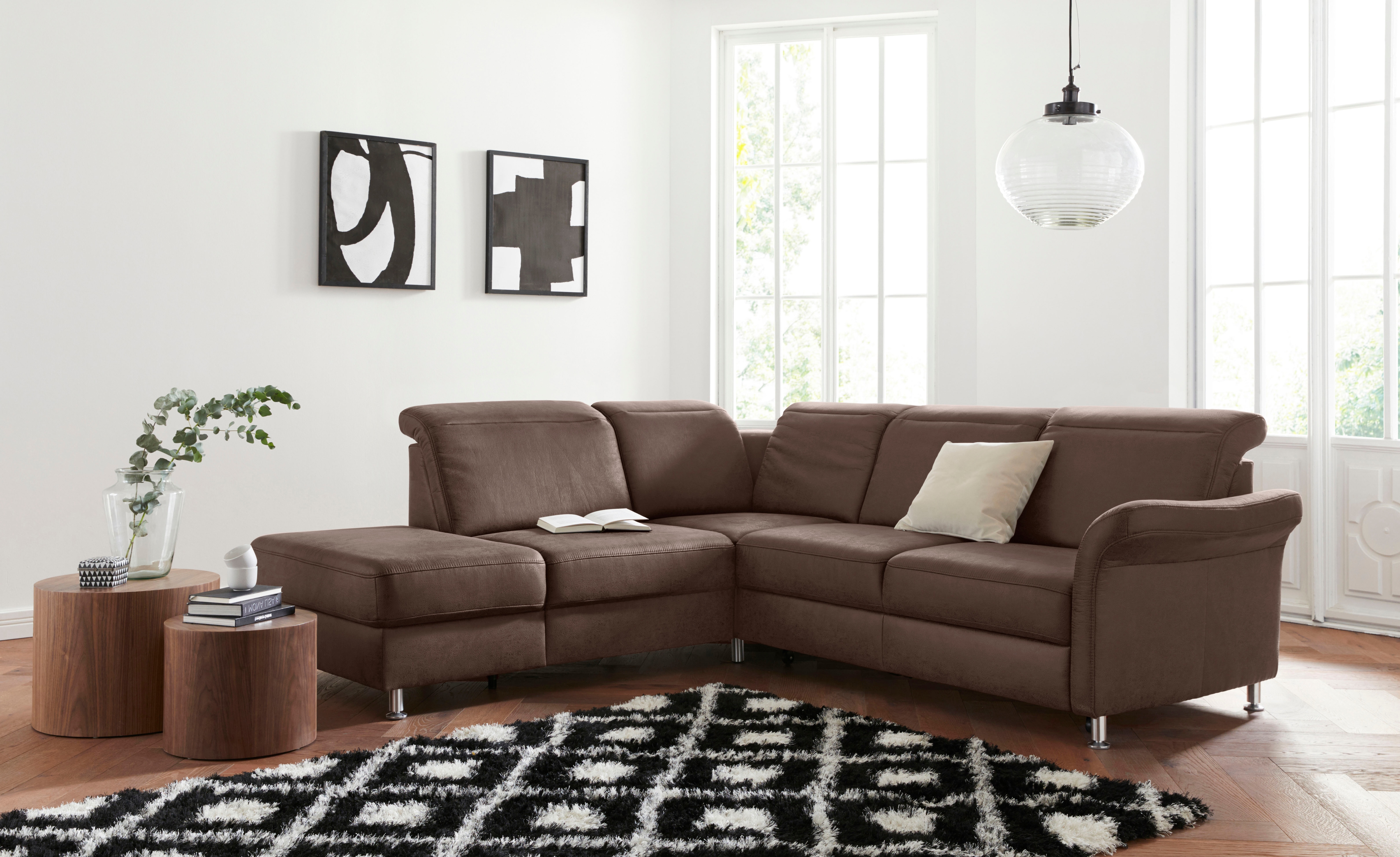sit&more Ecksofa "Darwin L-Form" inklusive Federkern, wahlweise mit Kopfteilverstellung, Schlaffunktion