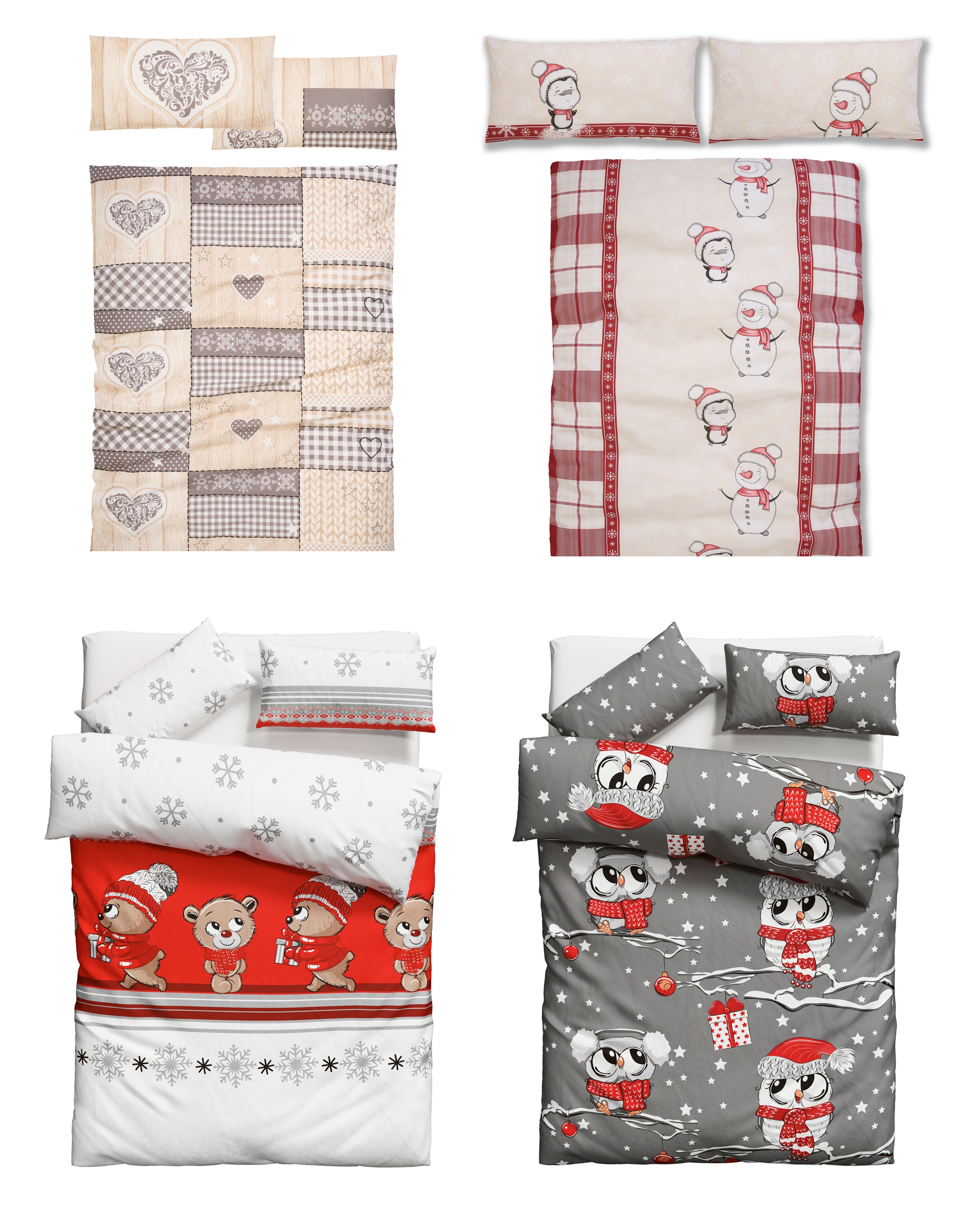 OTTO home Bettwäsche "Janina in Gr. 135x200 oder 155x220 cm" 2 100% Baumwolle, viele Winterdesigns: Patchwork, Schneemann, Eule, Bär