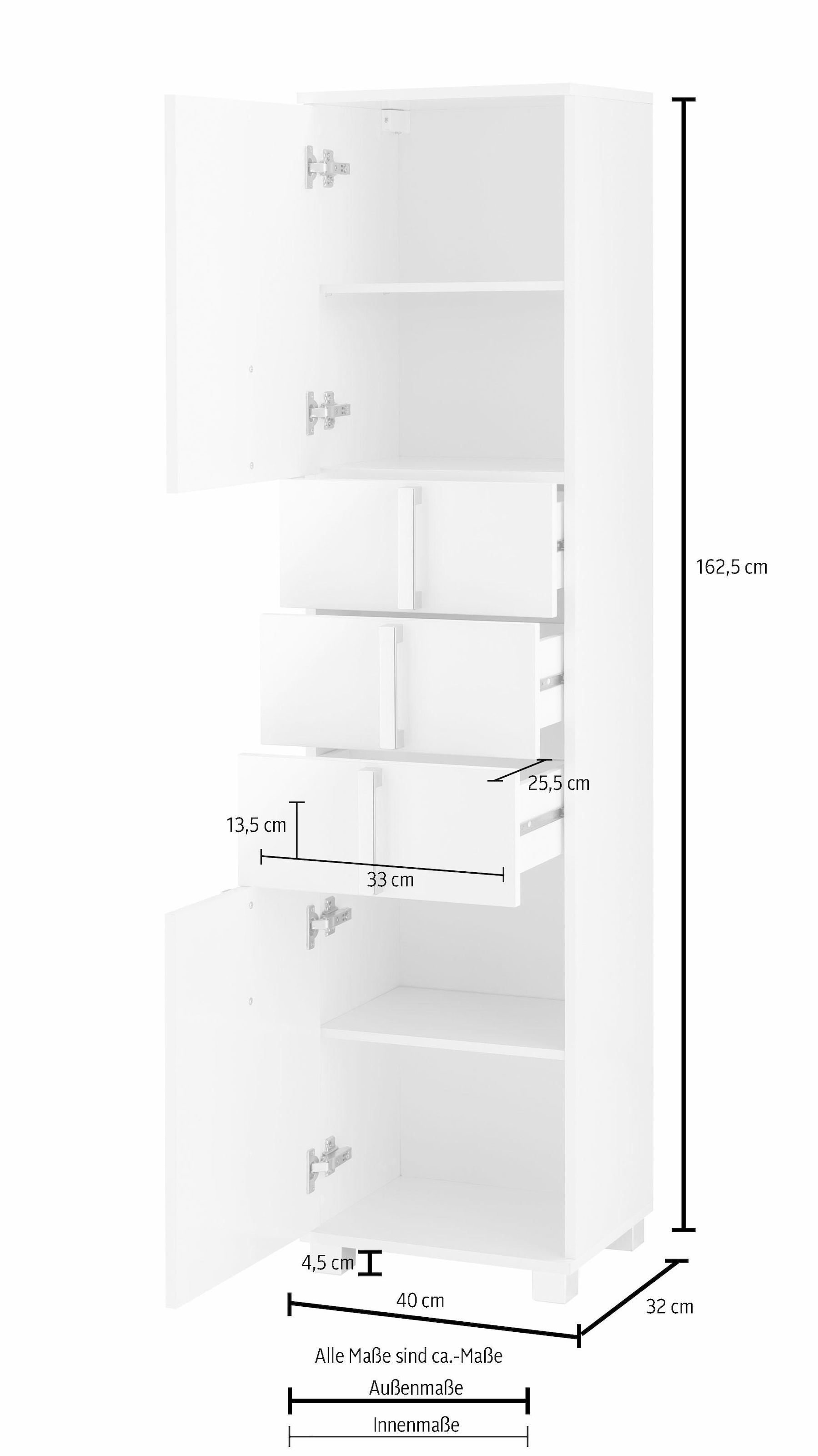 Schildmeyer Hochschrank Soft-Close-Funktion »Kampen«, kaufen mit Türen BAUR Höhe mit 163,7 cm, Metallgriffen, 