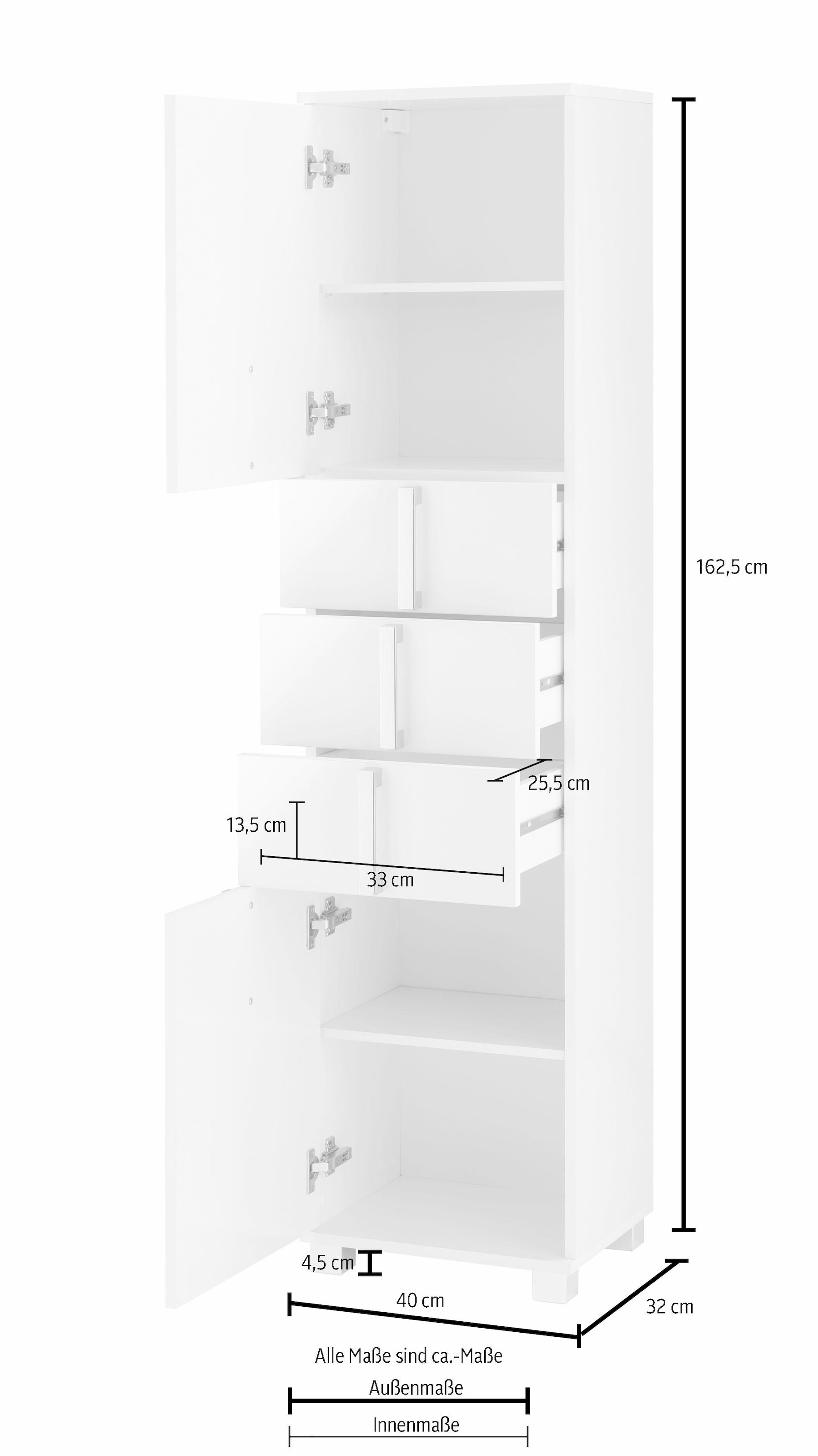 Schildmeyer Hochschrank »Kampen«, Höhe 163,7 cm, mit Metallgriffen, Türen  mit Soft-Close-Funktion kaufen | BAUR