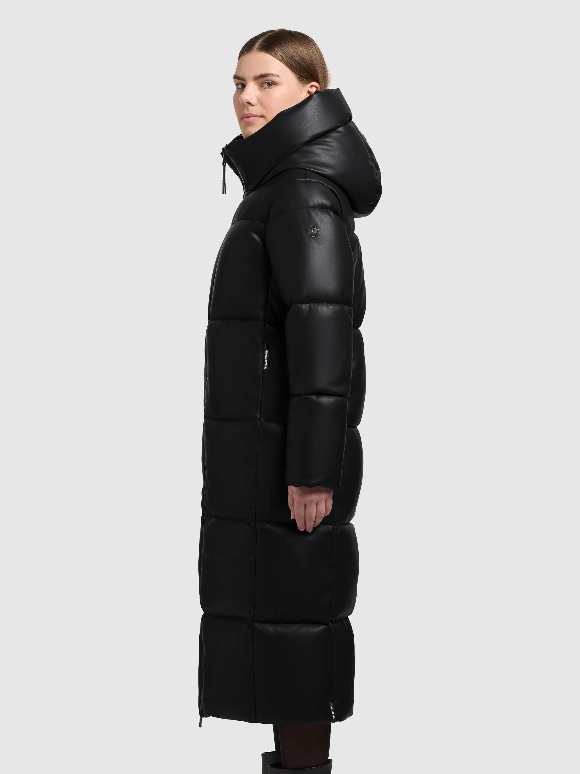 khujo Steppmantel »Destiny« Langer gesteppter Damen Mantel in Lederoptik