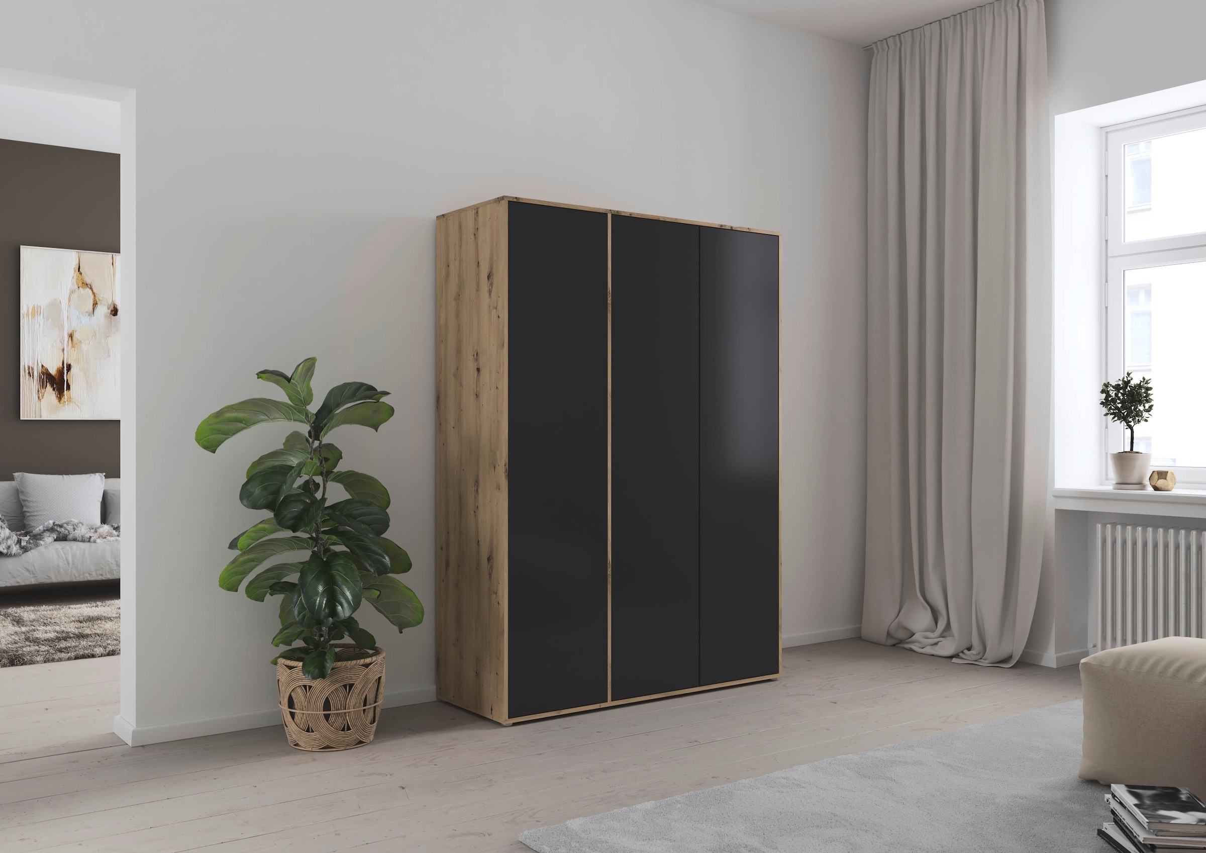 rauch Drehtürenschrank "Kleiderschrank Schrank Garderobe Wäscheschrank NABILA viel Stauraum" in 3 verschiedenen Ausstattungen BASIC/CLASSIC/PREMIUM, in 2 Breiten mit Push-to-Open Funktion TOPSELLER MADE IN GERMANY
