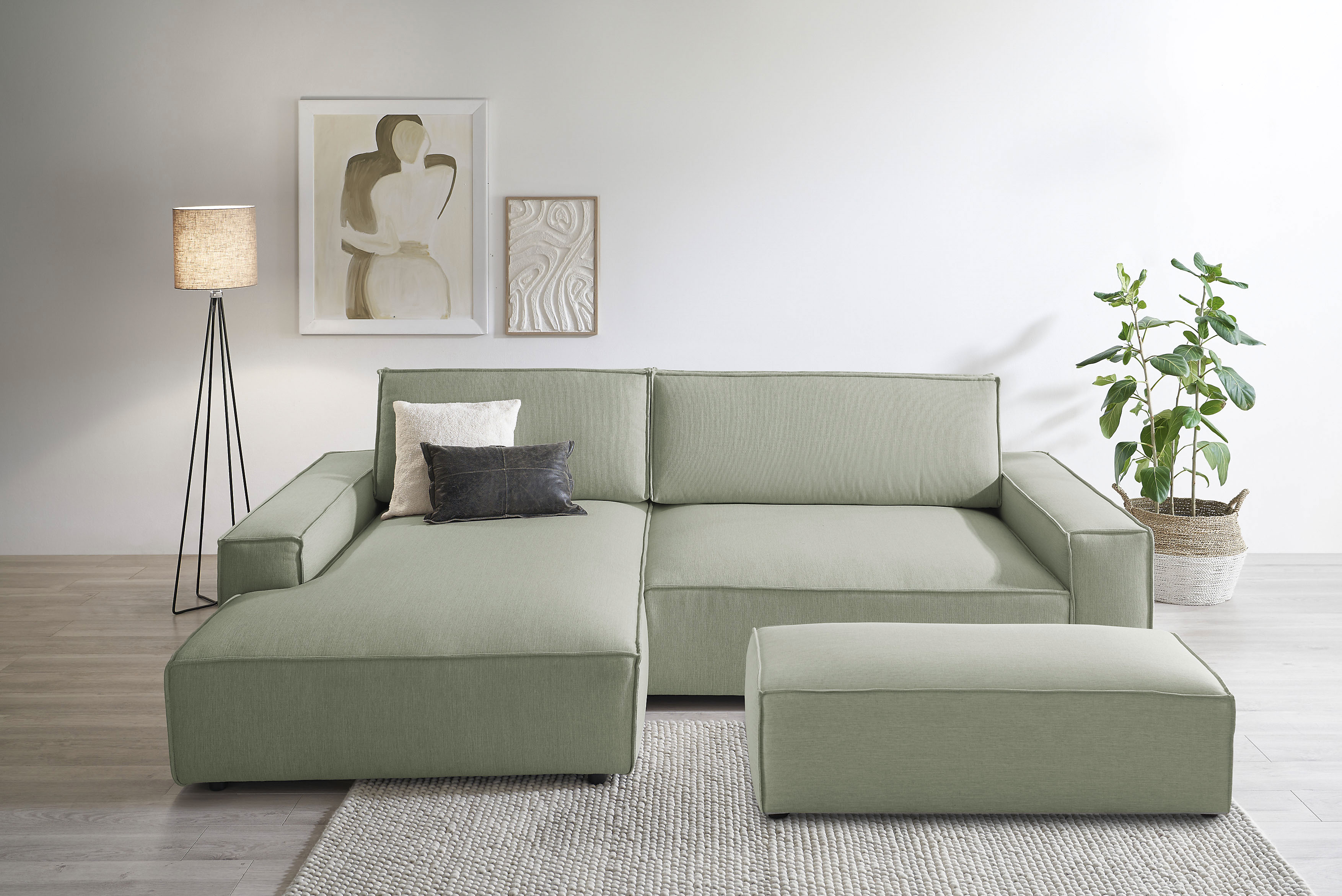 OTTO home Polsterecke "SHERWOOD XXL tief, L-Form, Schlaffunktion, Bigsofa, Cord, Leinenoptik" stellbar zum Schlafsofa (Krokodilverbinder), Cord, Leinenoptik