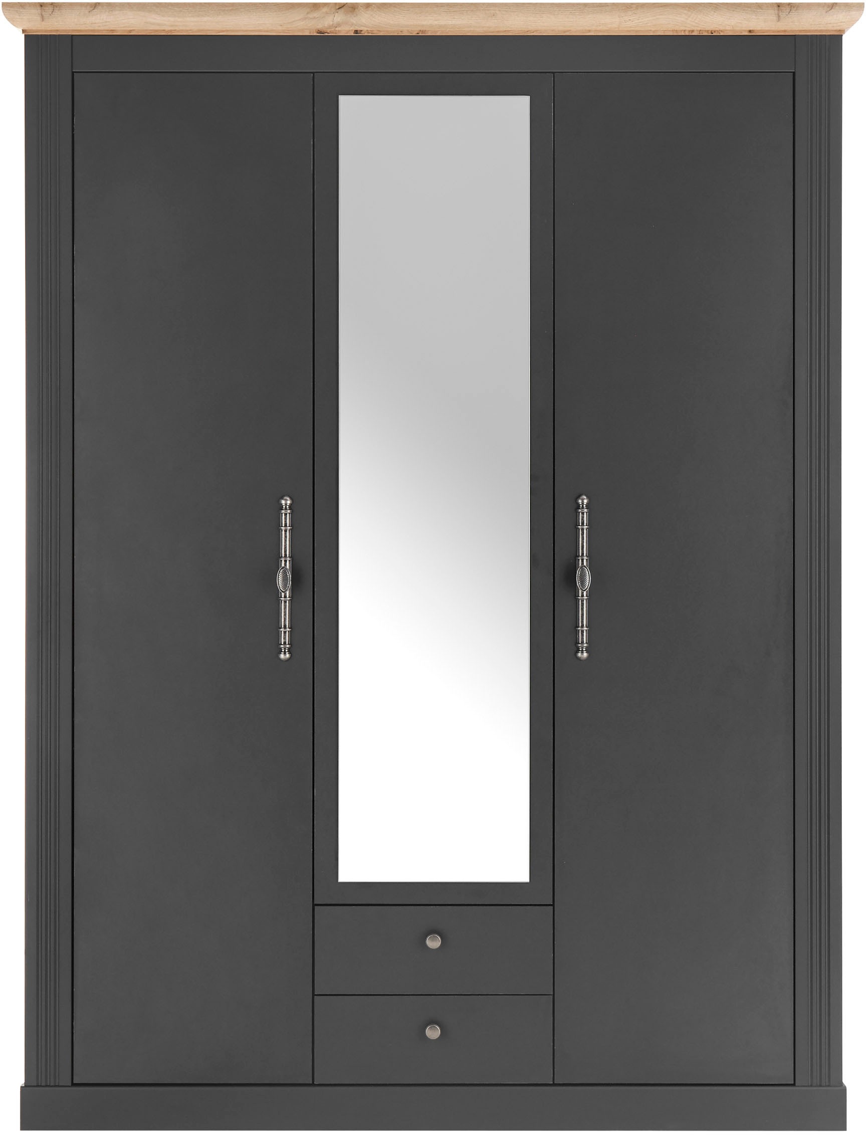 Thumbnail - OTTO home Kleiderschrank "WESTMINSTER Wäscheschrank in 2 Farben, Landhausschrank Metallgriffe" Drehtürenschrank mit Spie...